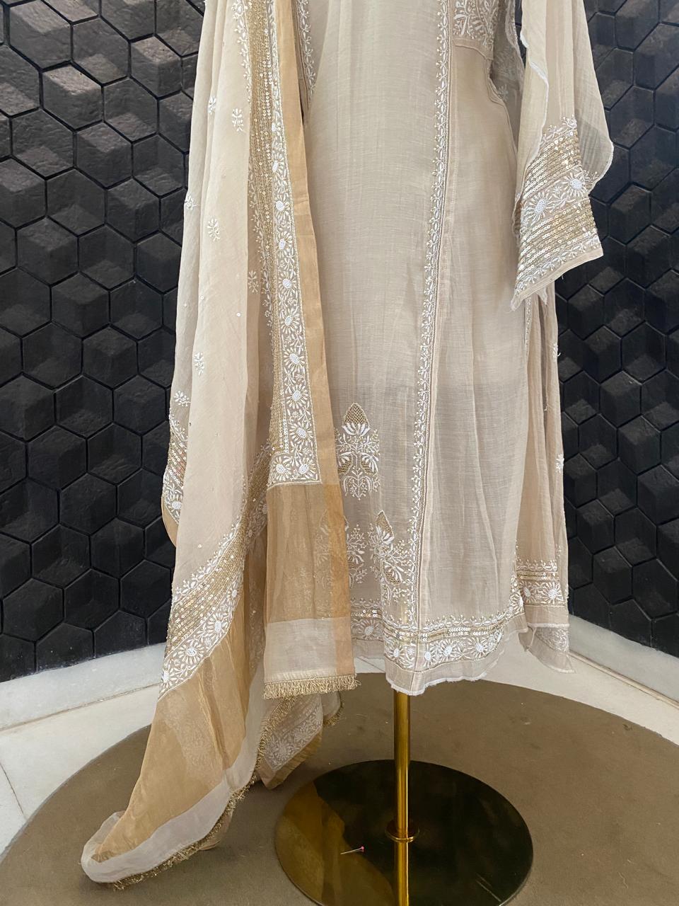Bhumi Pednekar in our gold tissue a-line kurta set