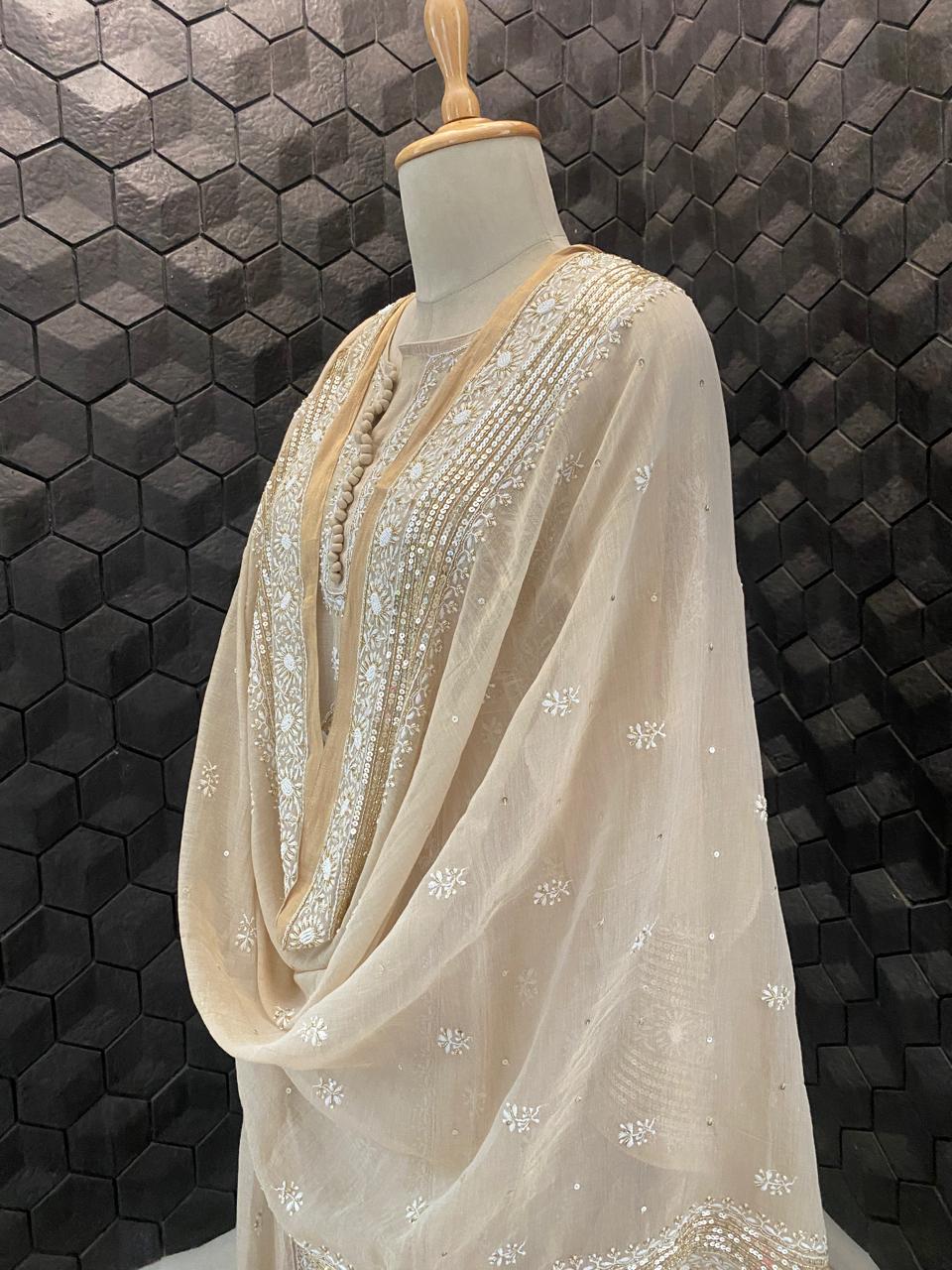 Bhumi Pednekar in our gold tissue a-line kurta set