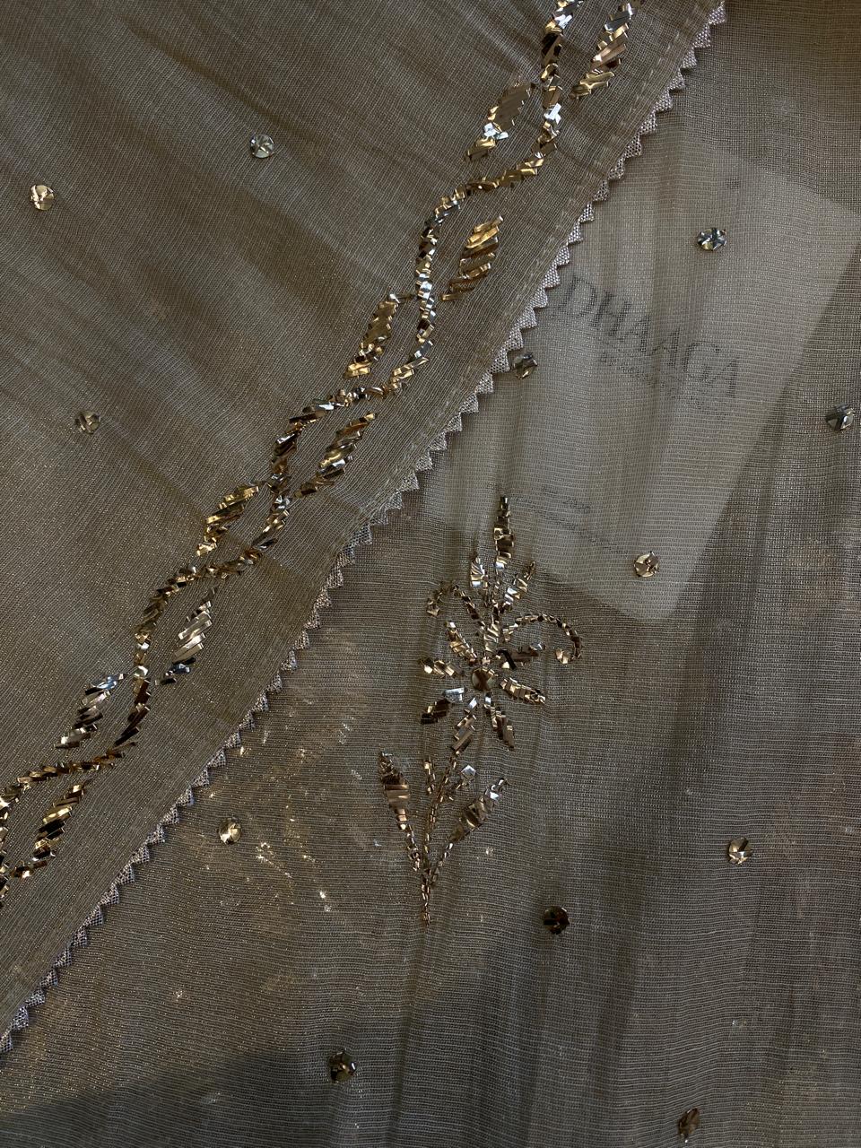 Beige Tissue Mukaish Kurta Set