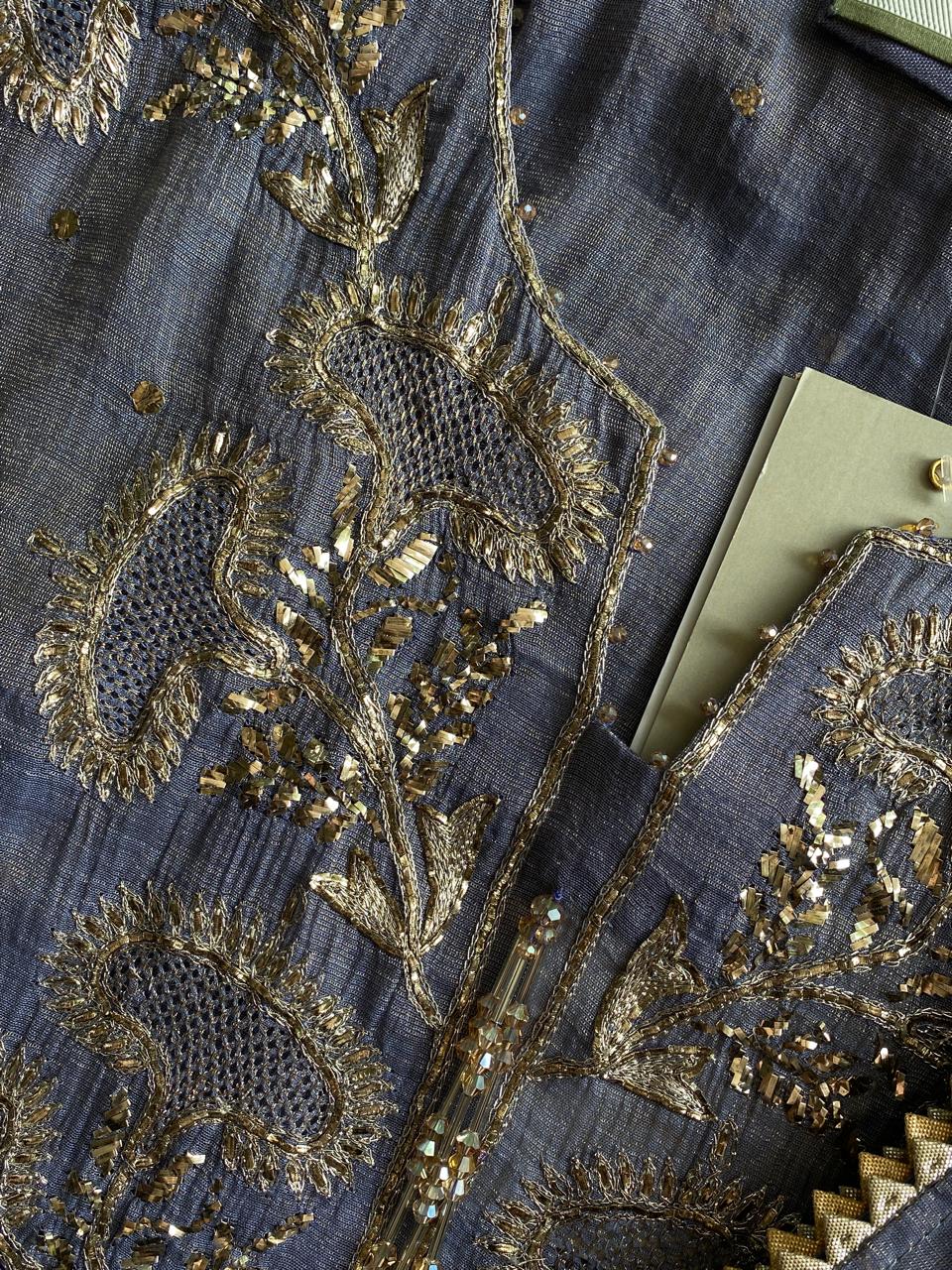 Lavender Mukaish Tissue Kurta Set