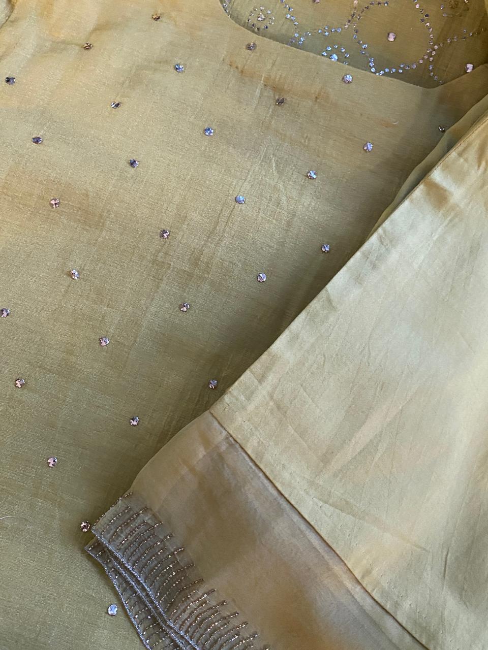 Lime Green Tissue Mukaish Kurta Set