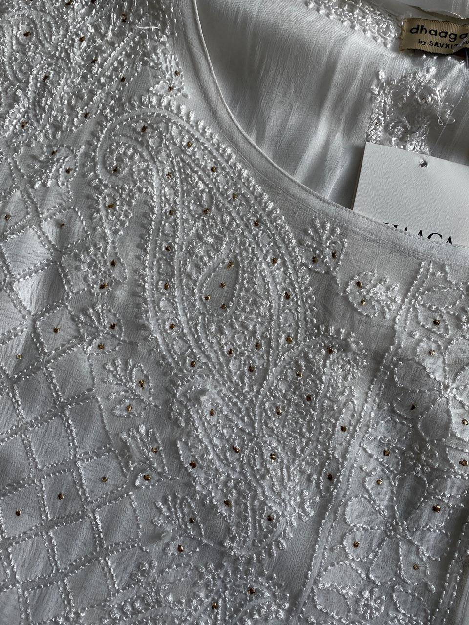 White Viscose Chikankari Sharara Set
