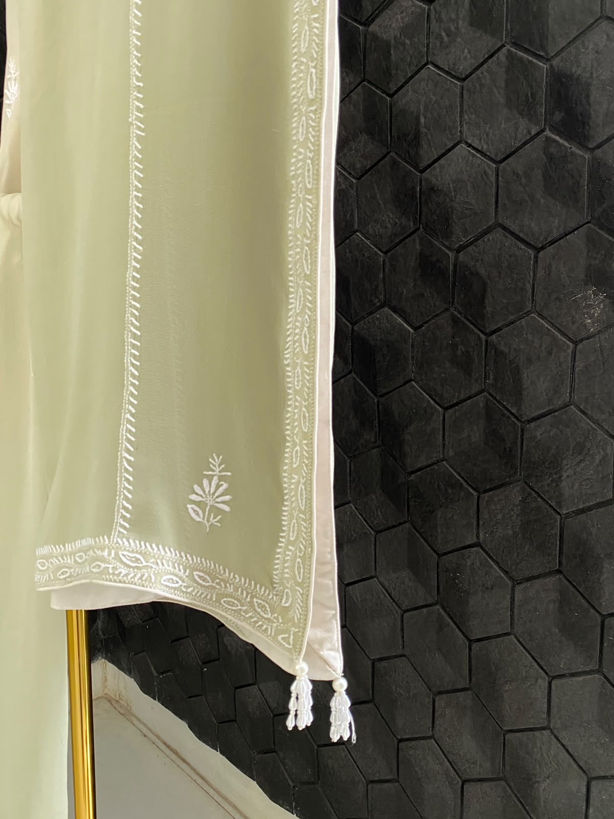 Ivory Ombre Georgette Chikankari Kurta Set