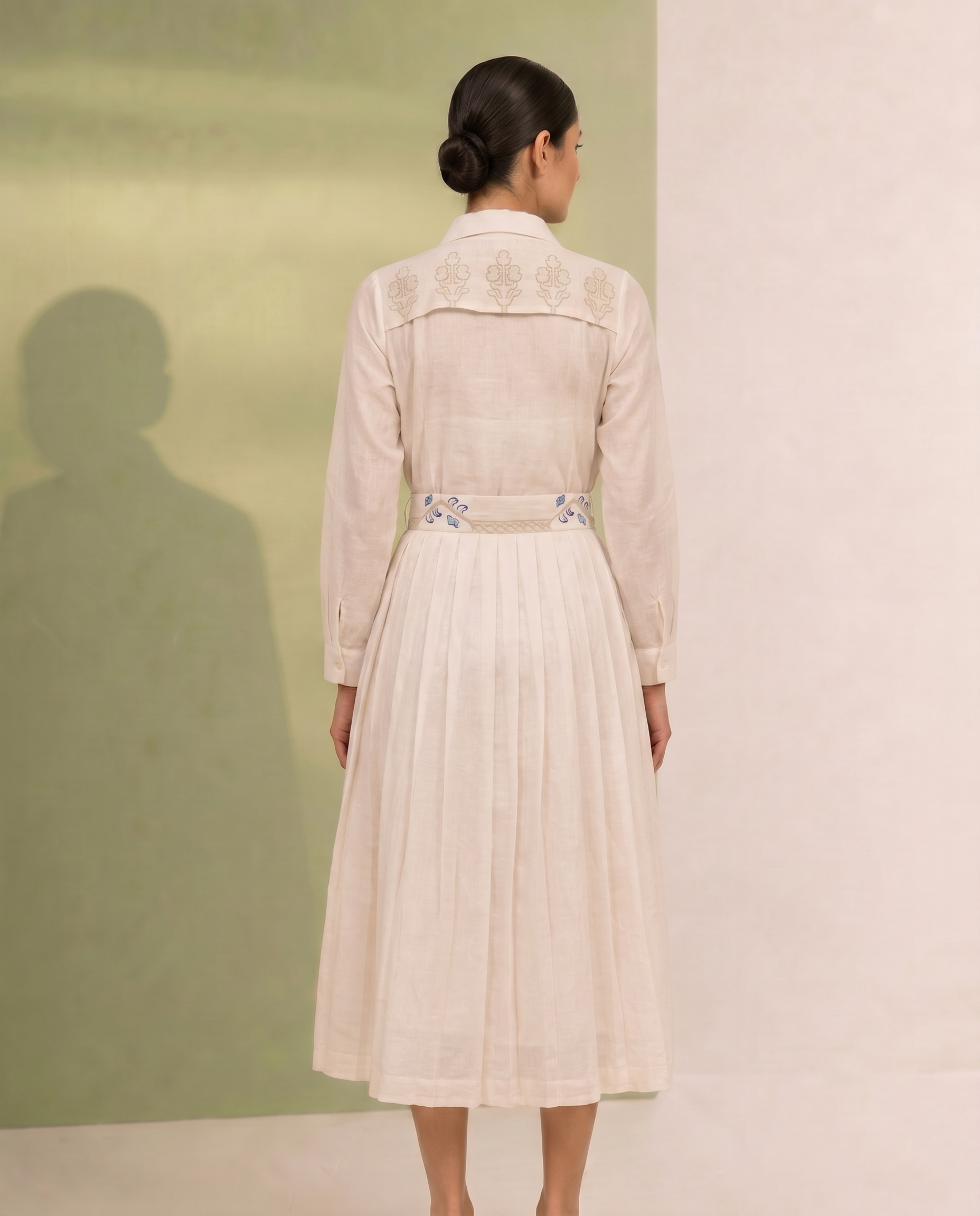 Chikankari Shirt and Skirt Set with Statement Contemporary Motifs