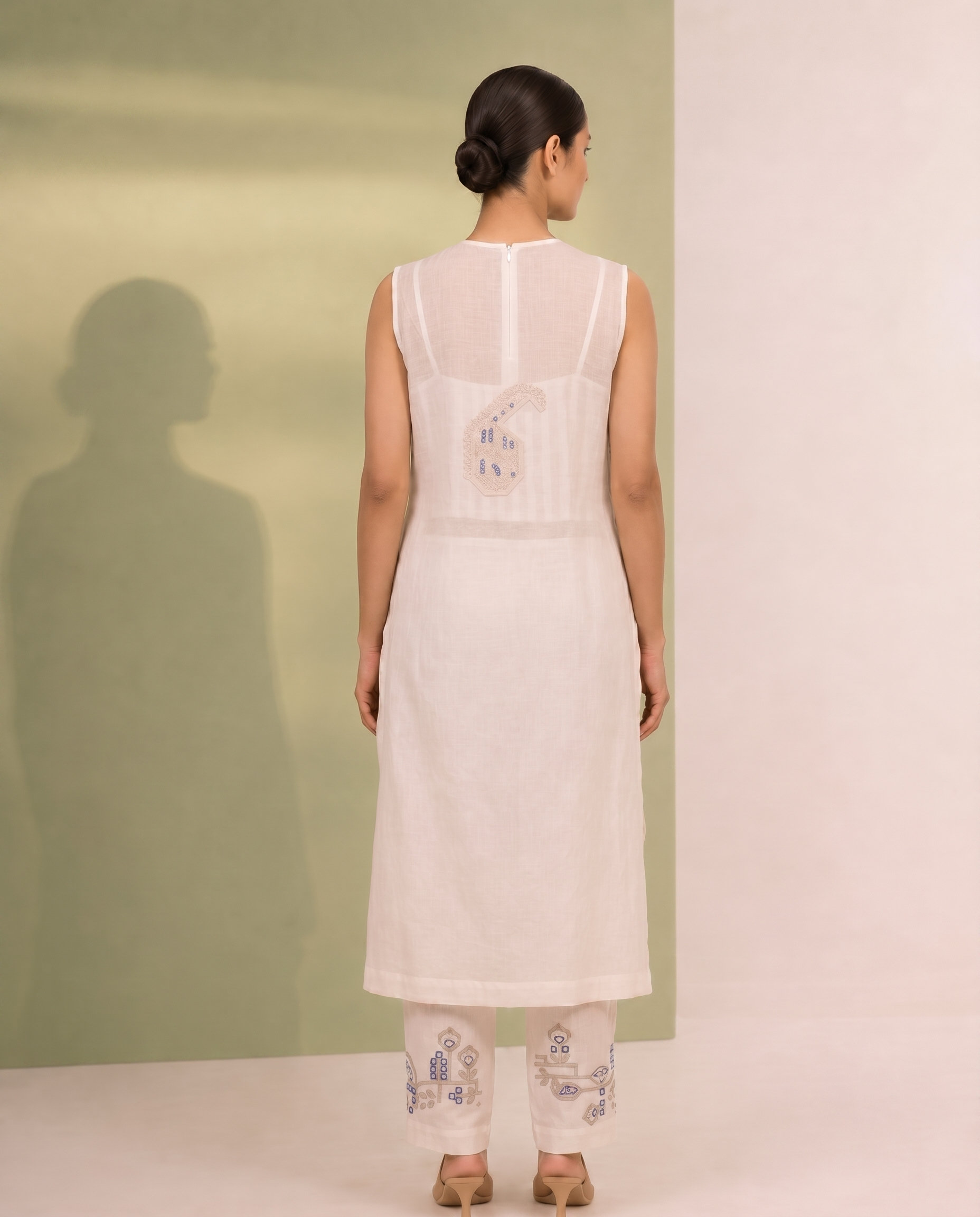 Three-Piece Chikankari Kurta Set with Bustier