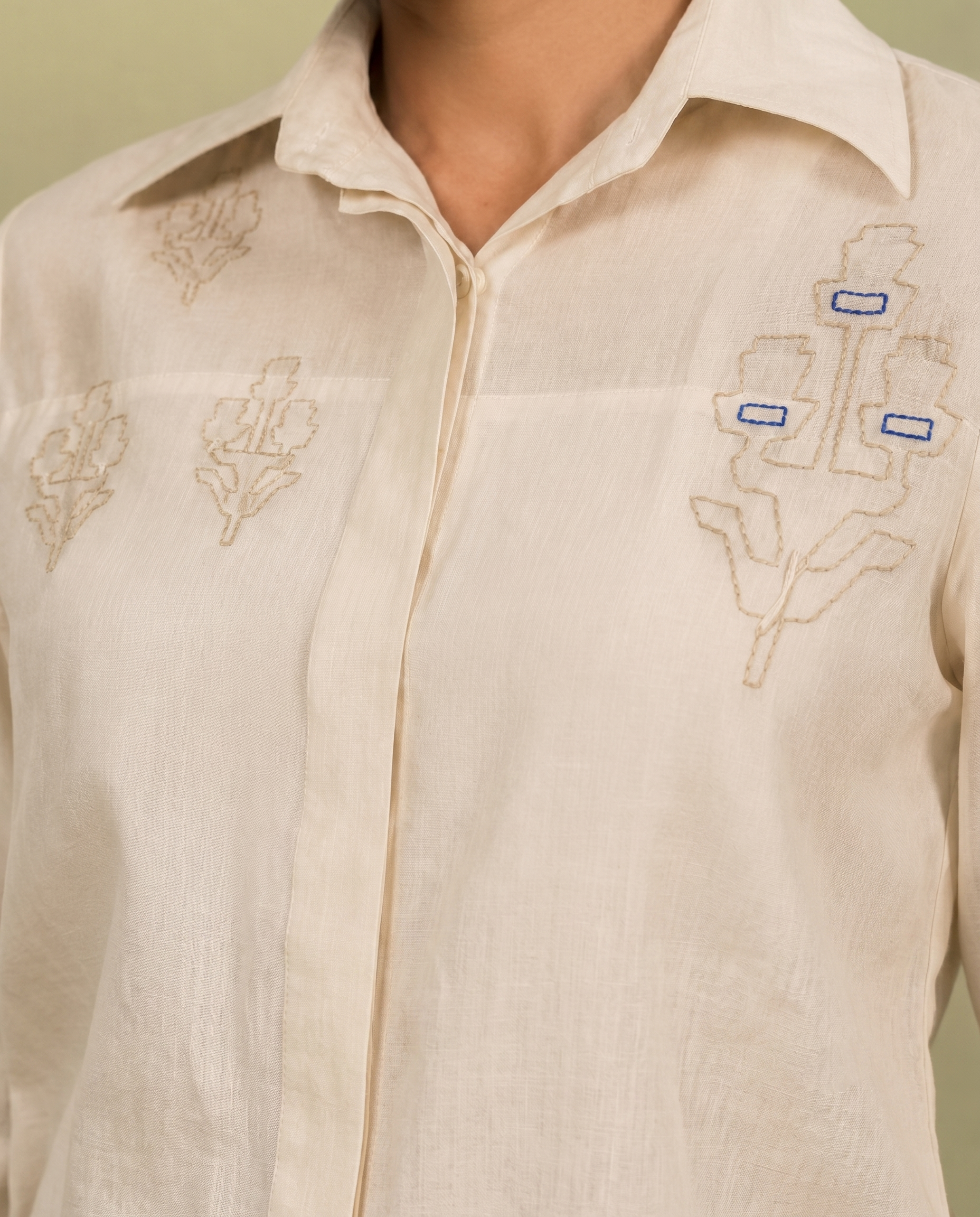 Chikankari Shirt and Skirt Set with Statement Contemporary Motifs