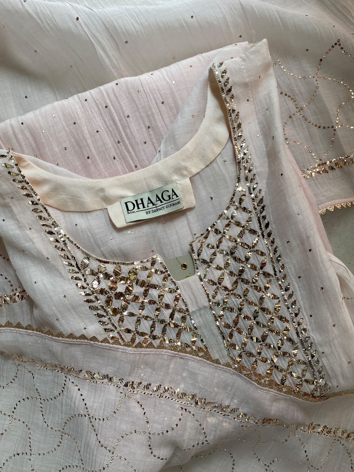 Powder Pink Mul Chanderi Chikankari Kurta Set