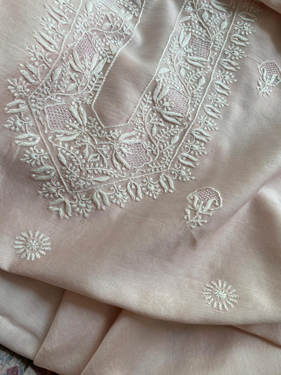 Pink Mul Chanderi fabric Mens Kurta