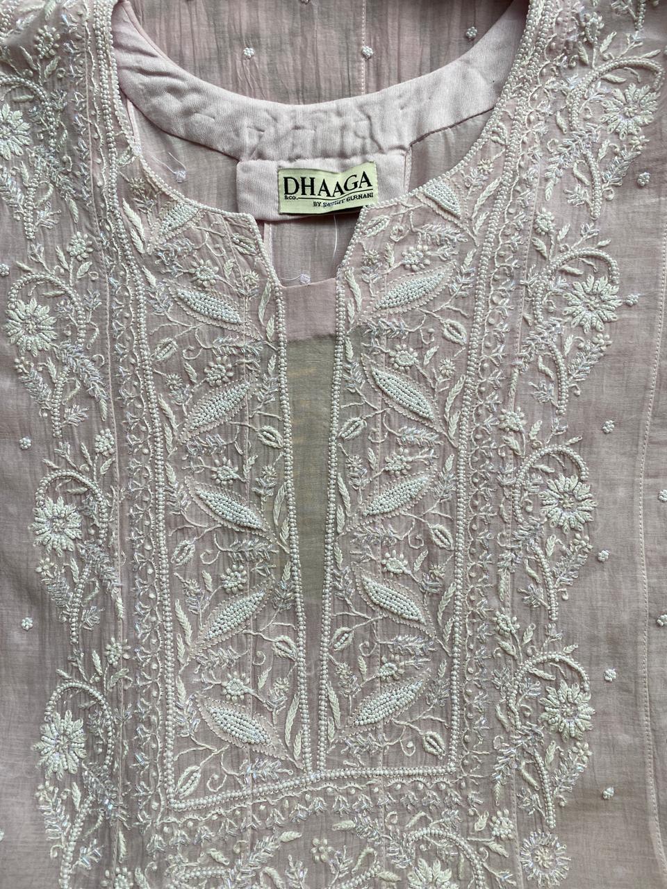 Lilac Mul chanderi Anarkali kurta set