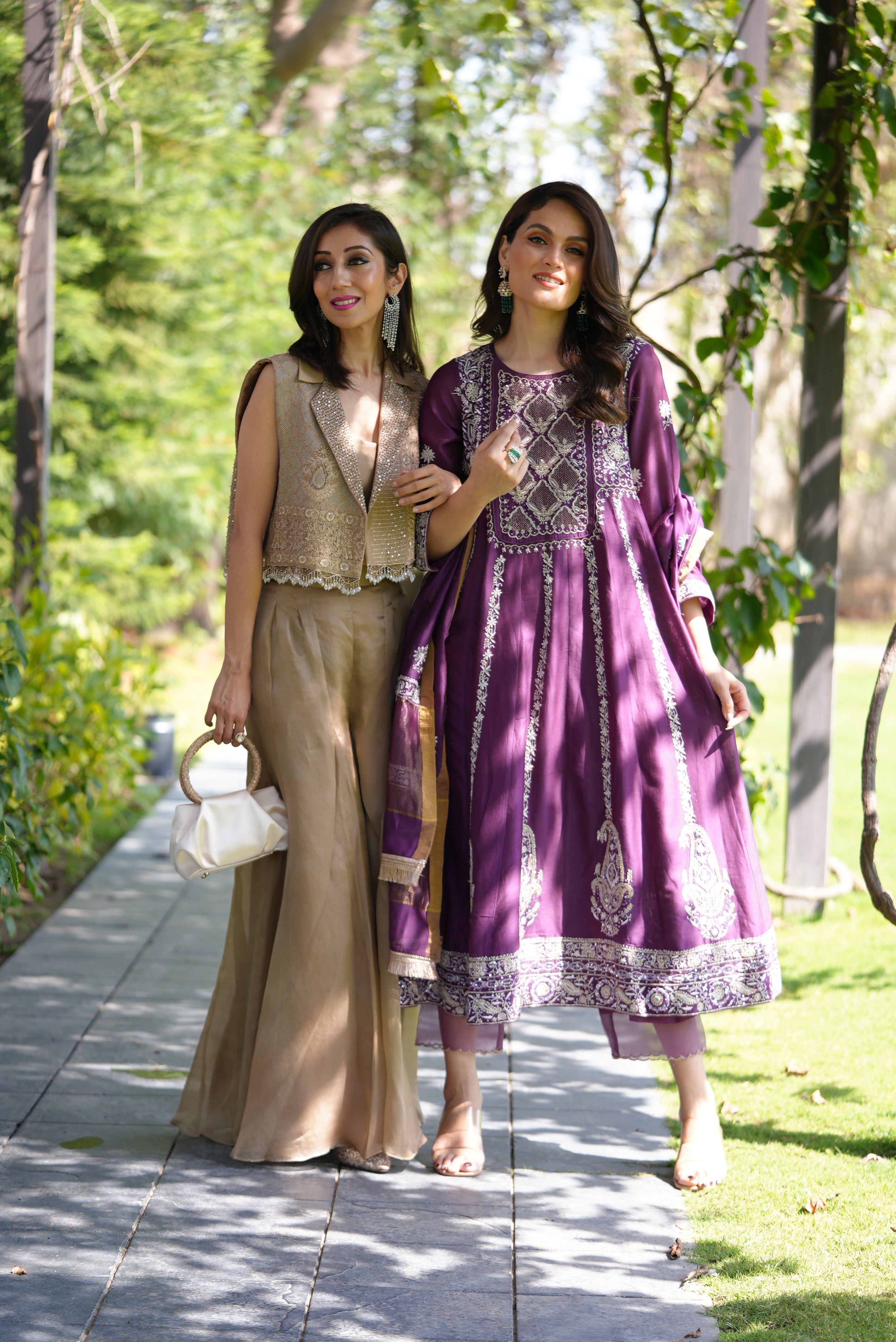 Premium Organza Sharara and Top With Brown Jacket