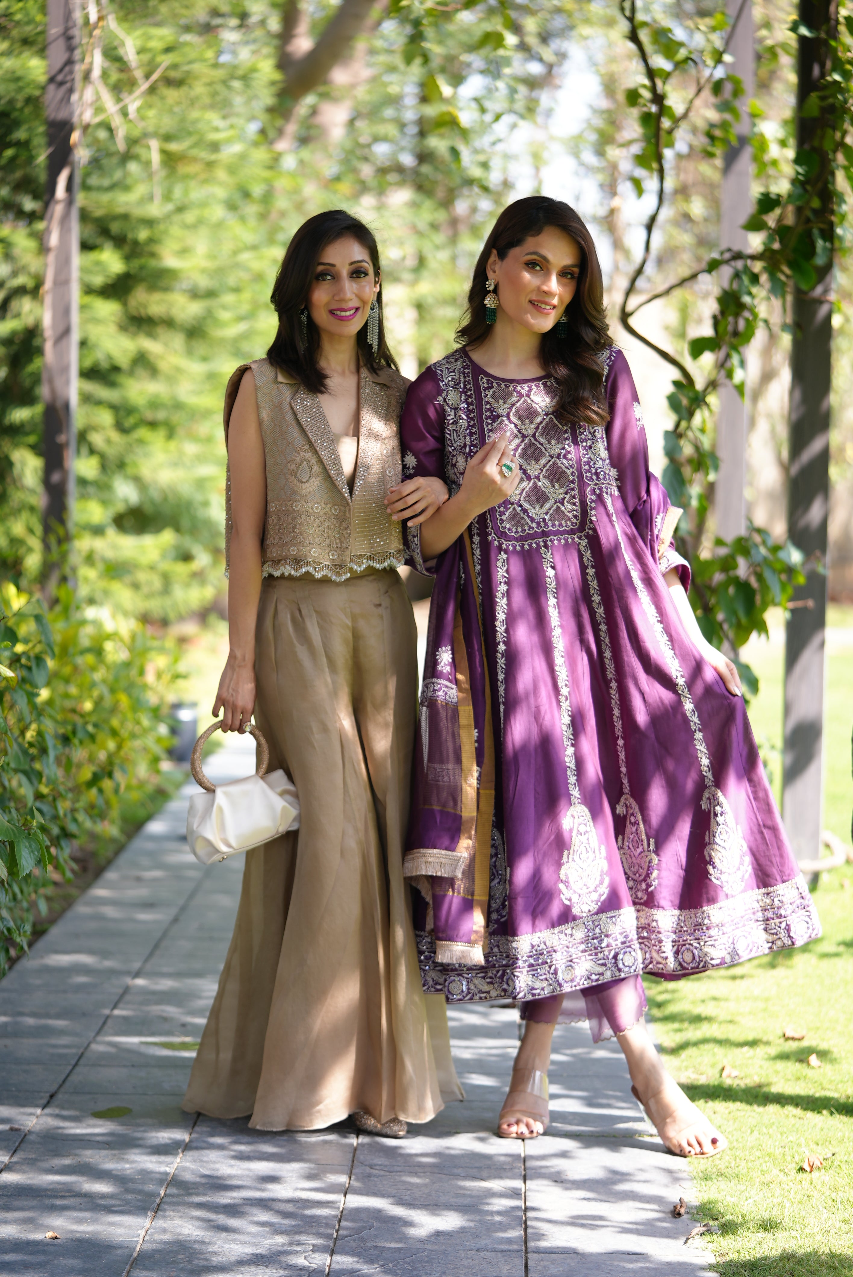 Premium Organza Sharara and Top With Brown Jacket