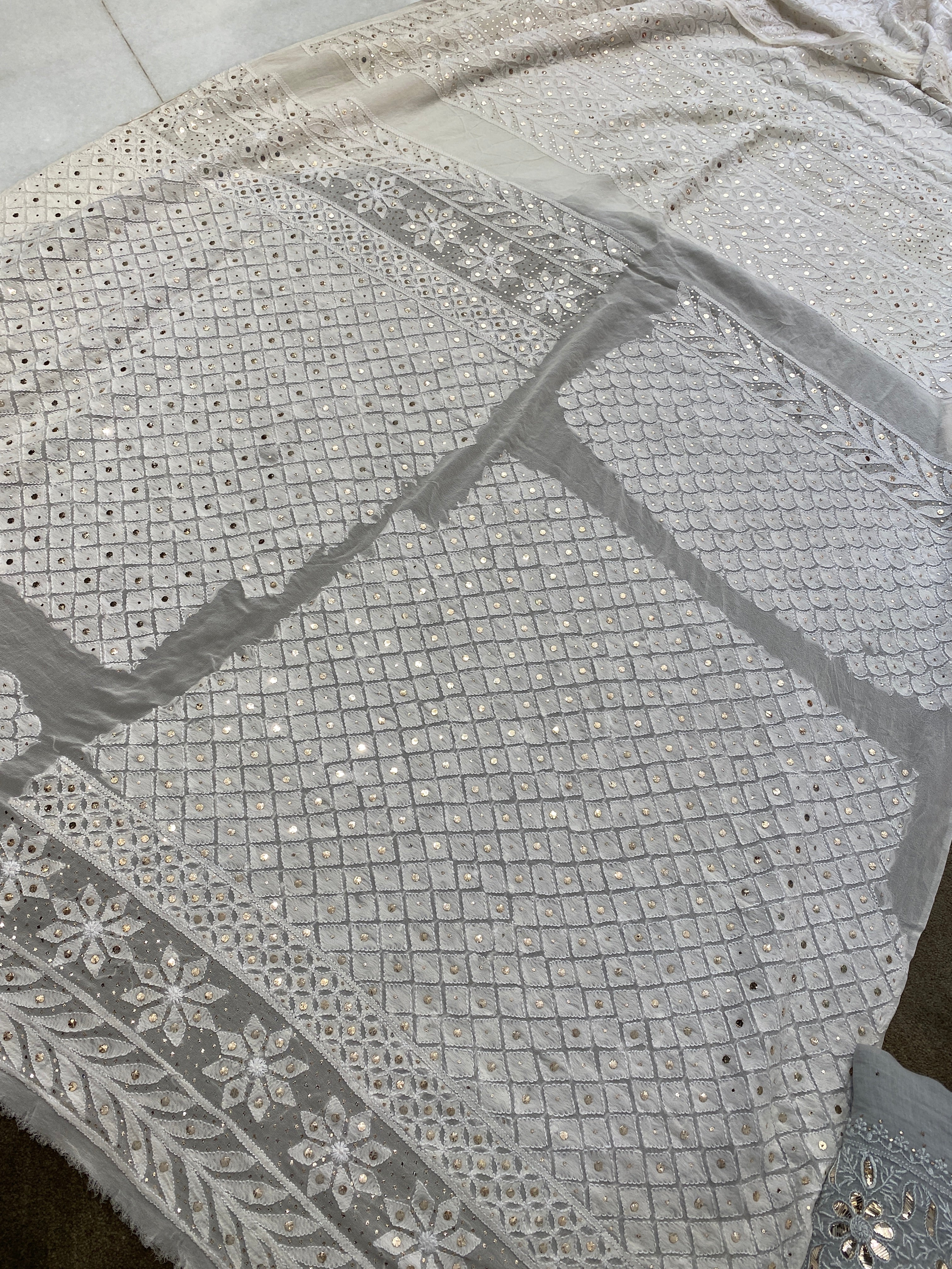 Do Taar Premium Georgette chikankari lehenga with mukaish work