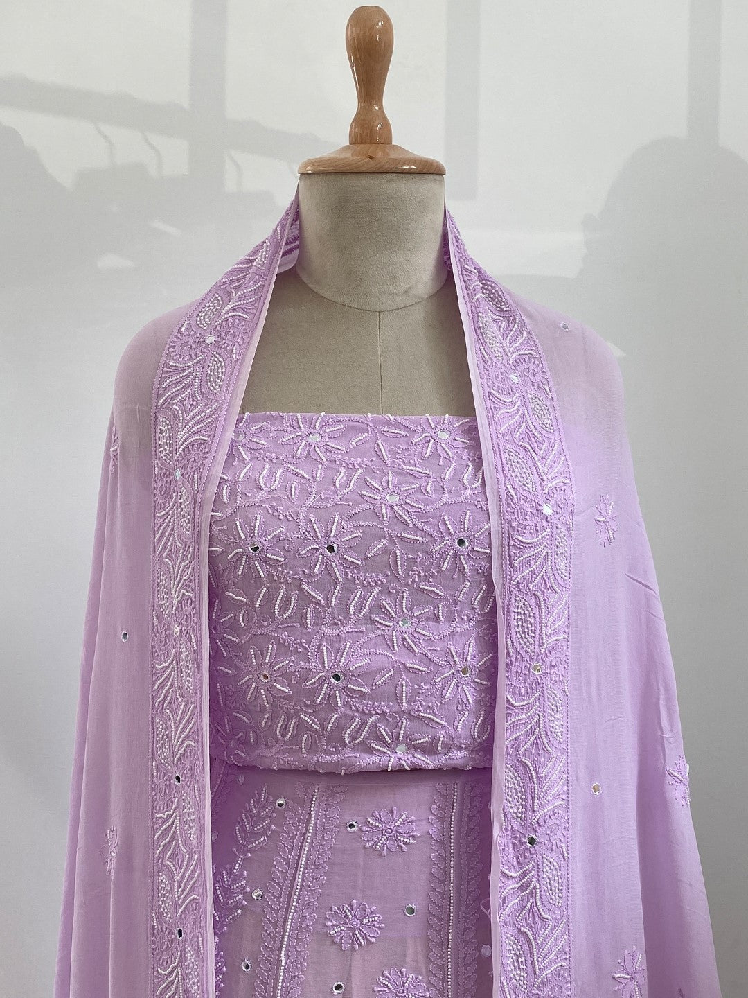 Lilac chikankari lehenga set
