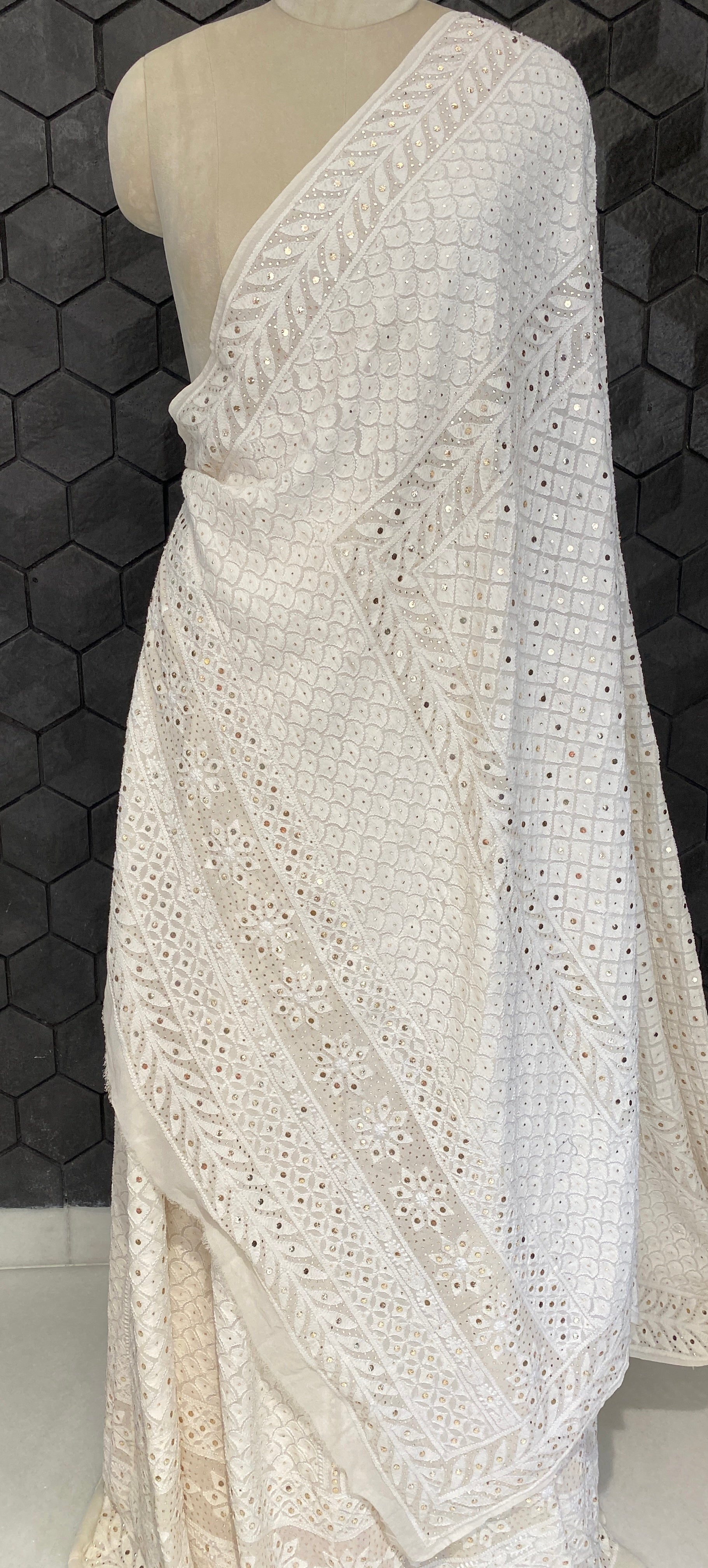 Do Taar Premium Georgette chikankari lehenga with mukaish work