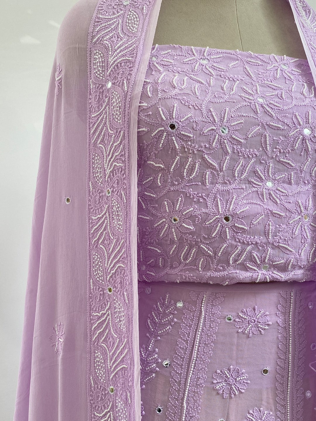 Lilac chikankari lehenga set