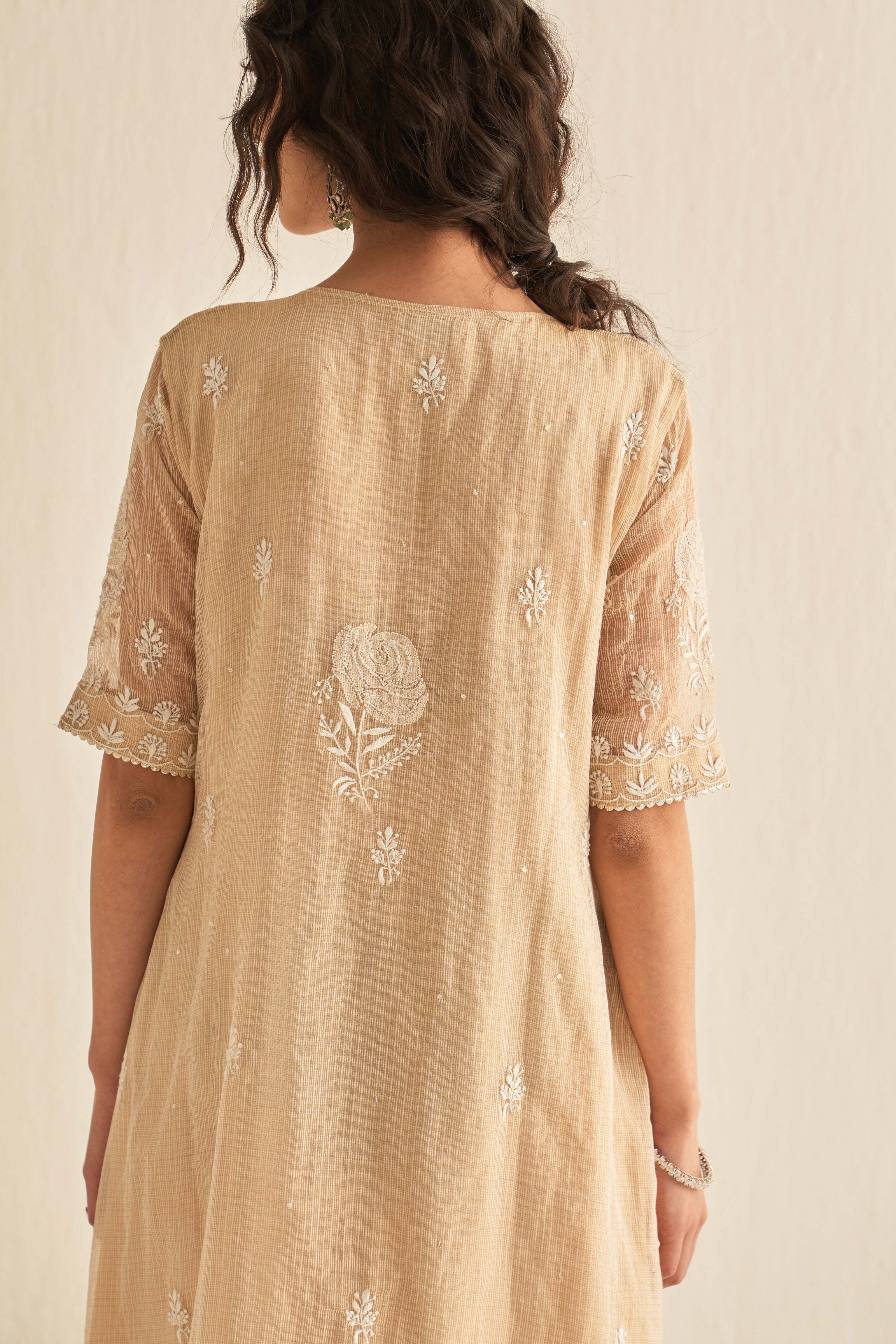 Gold Kota Tissue chikankari tunic