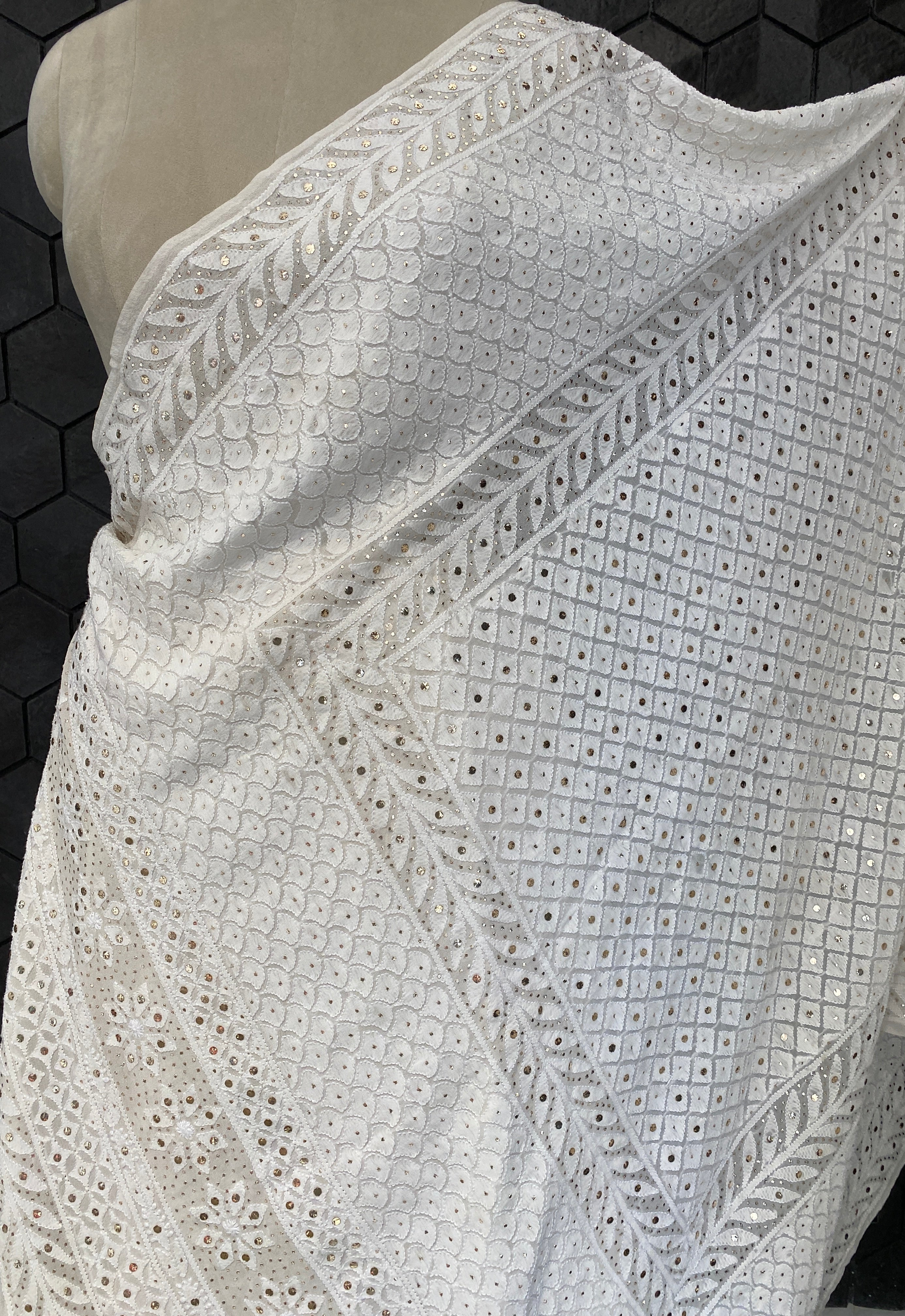 Do Taar Premium Georgette chikankari lehenga with mukaish work
