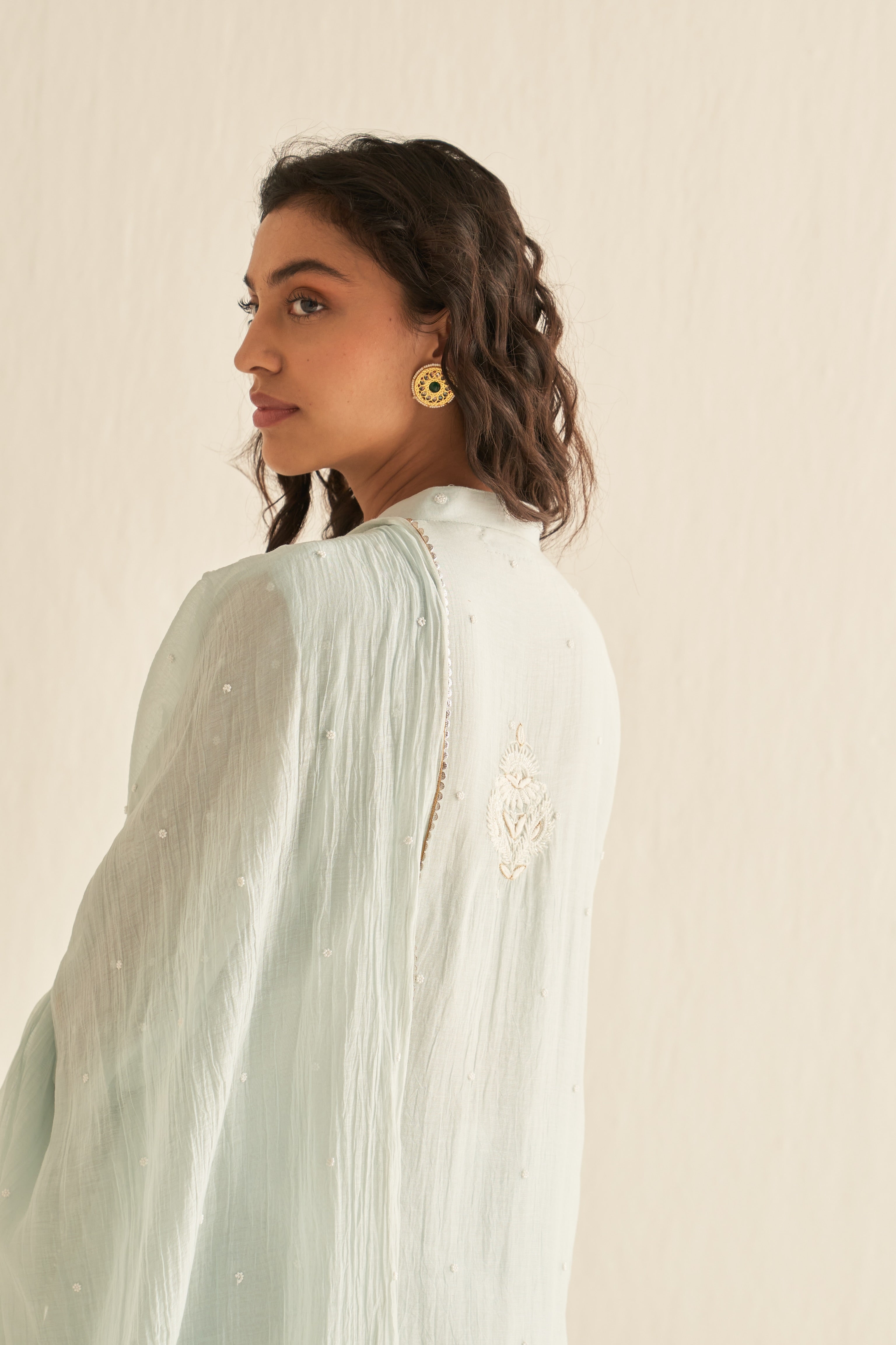 Mint Green Mul Chanderi straight kurta