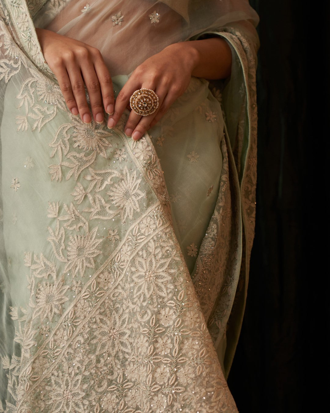 Green Organza Saree