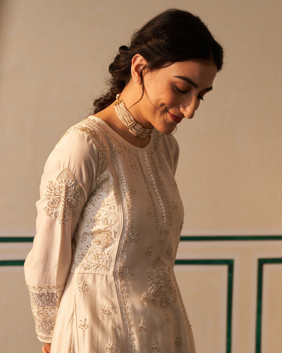 White Chikankari Kurta Set with heavy sequins dupatta