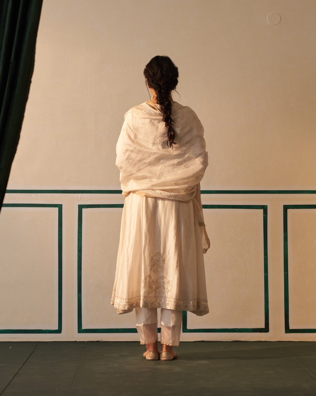White Chikankari Kurta Set with heavy sequins dupatta