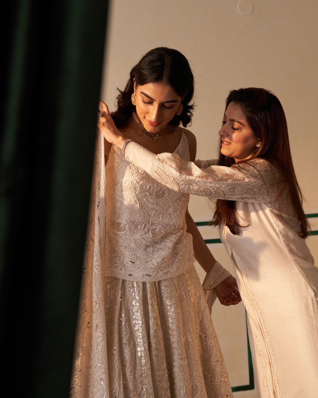 Ivory Organza chikankari lehenga set