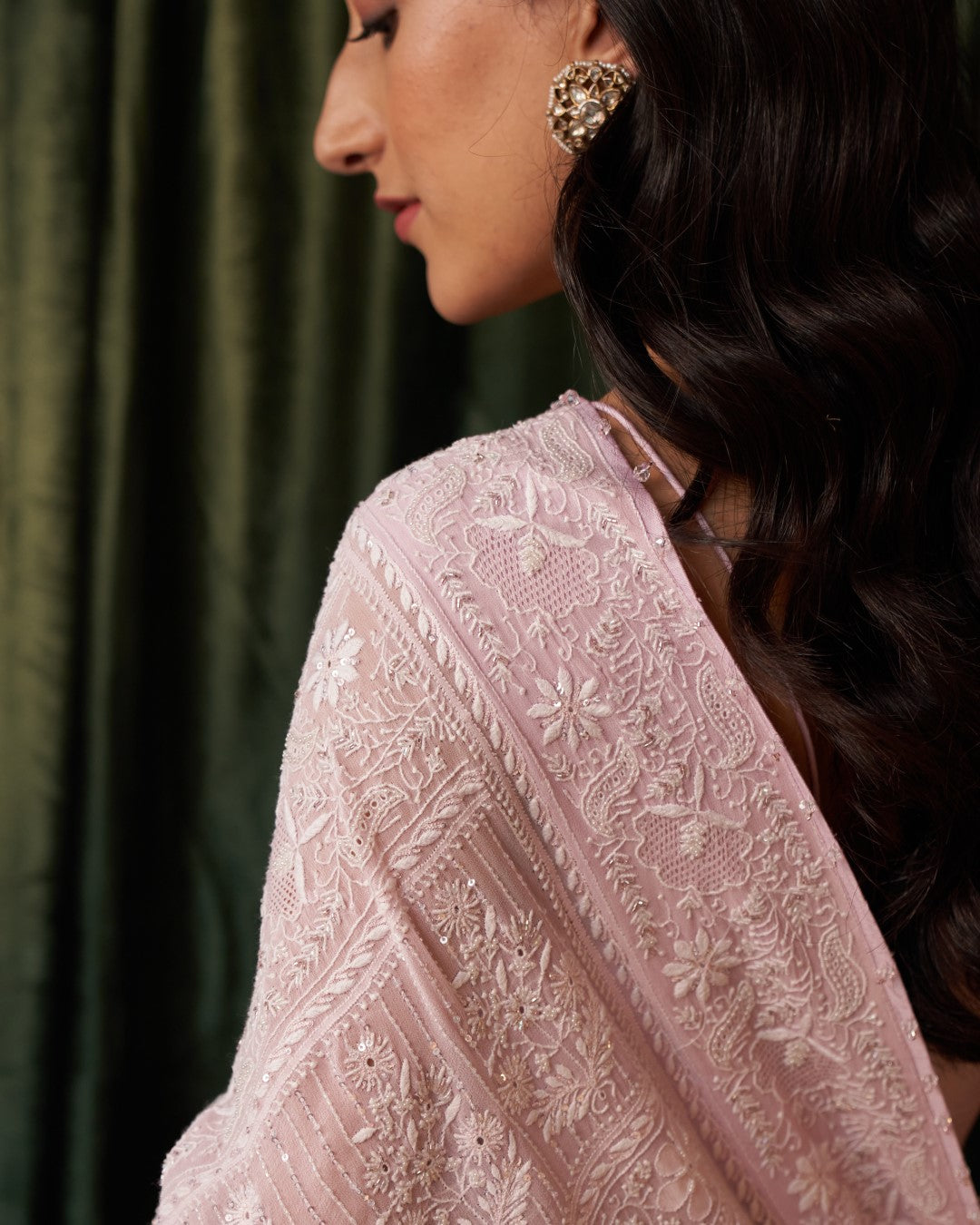 Lilac Shadow-work chikankari Jaal Pure Georgette Saree
