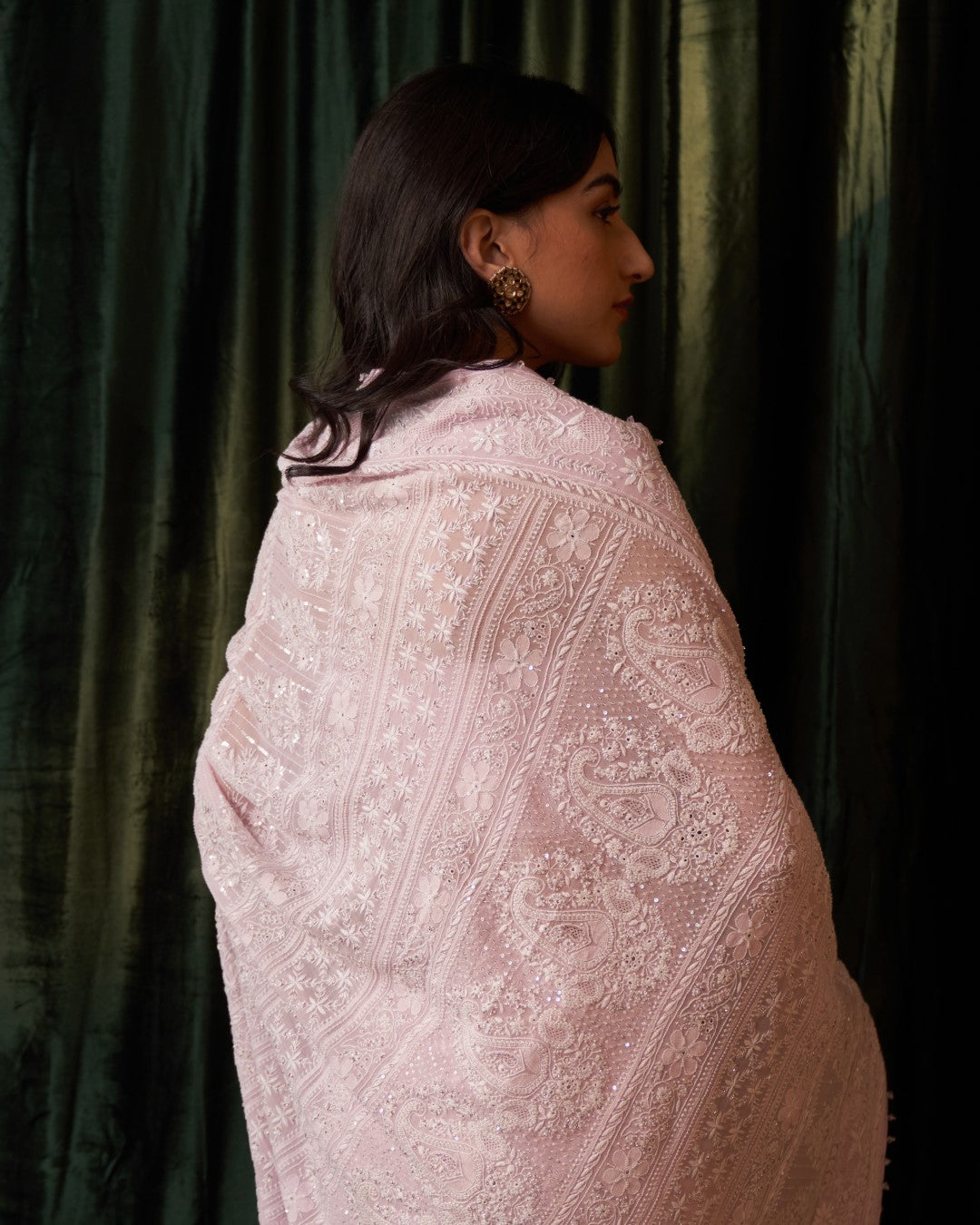 Lilac Shadow-work chikankari Jaal Pure Georgette Saree