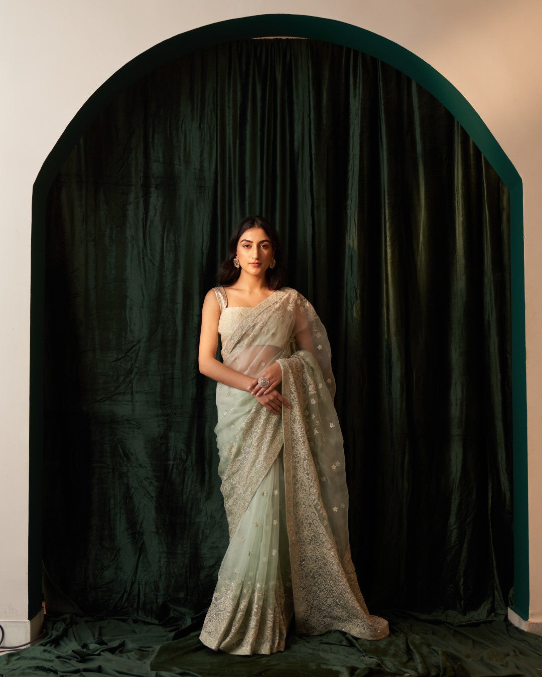 Green Organza Saree