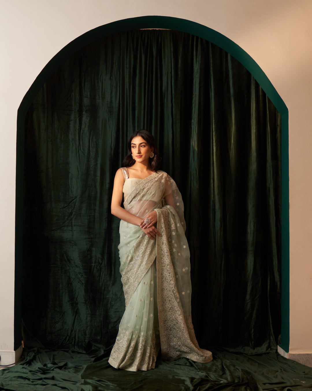 Green Organza Saree