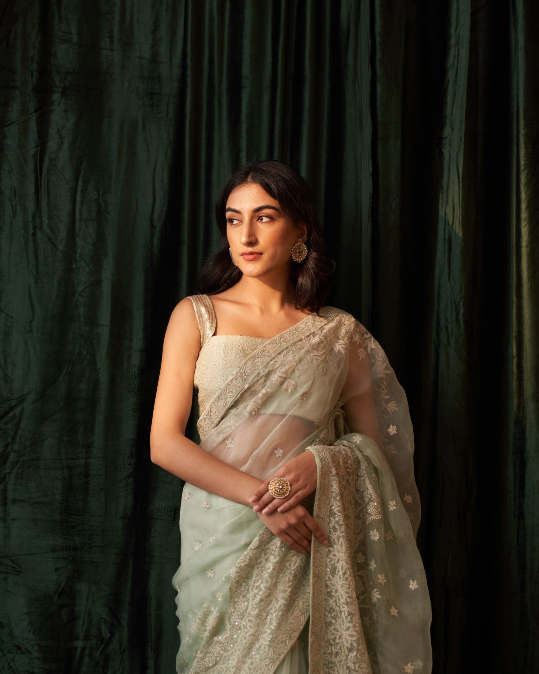 Green Organza Saree