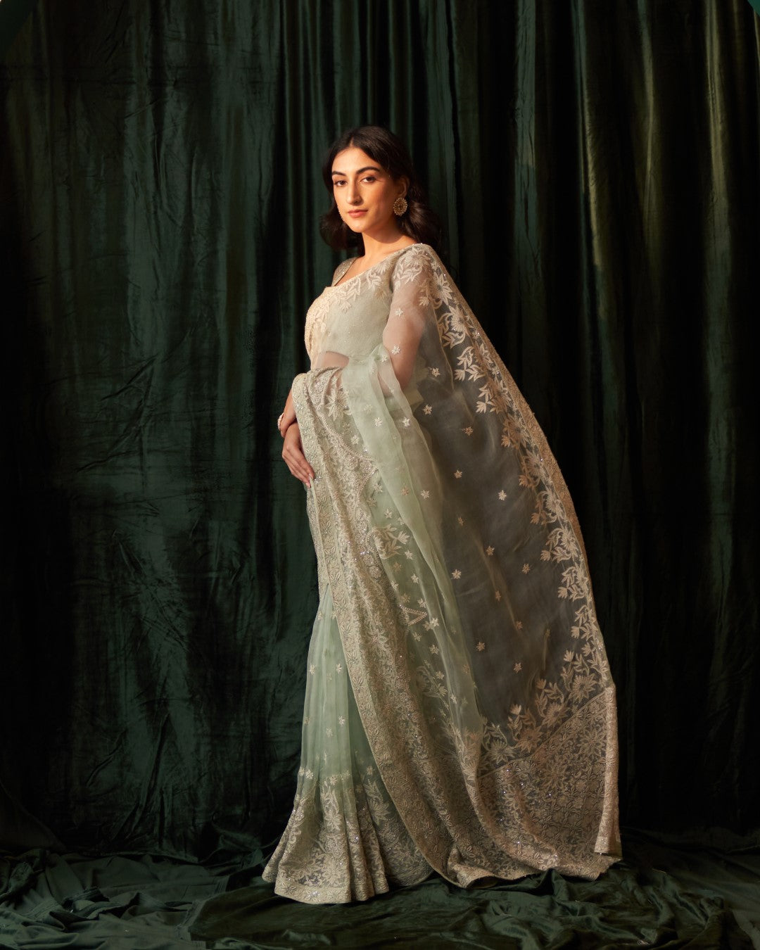 Green Organza Saree