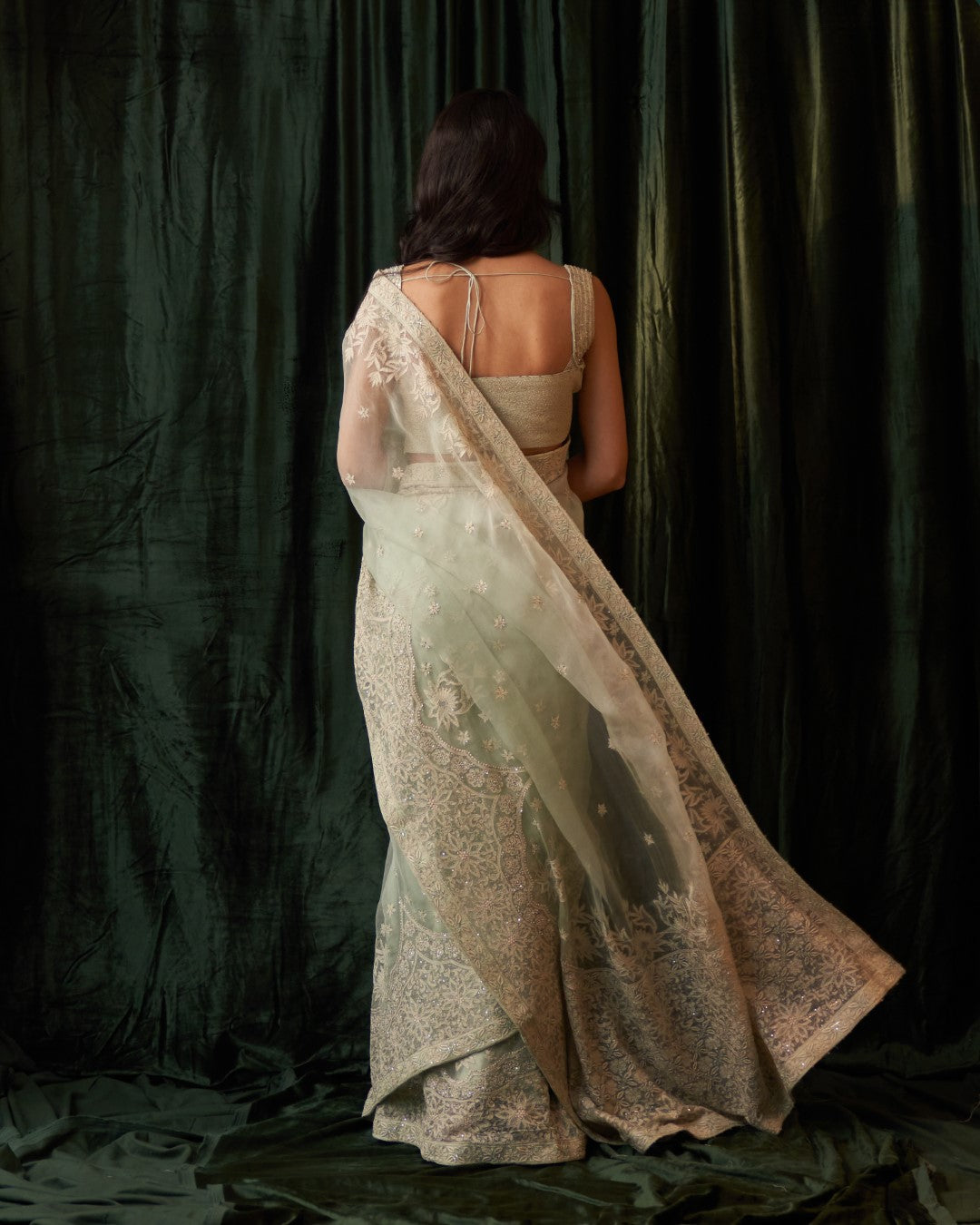Green Organza Saree