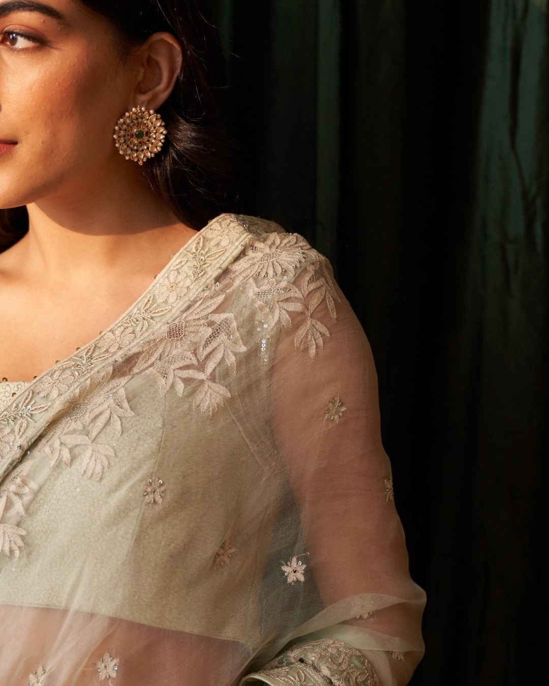 Green Organza Saree