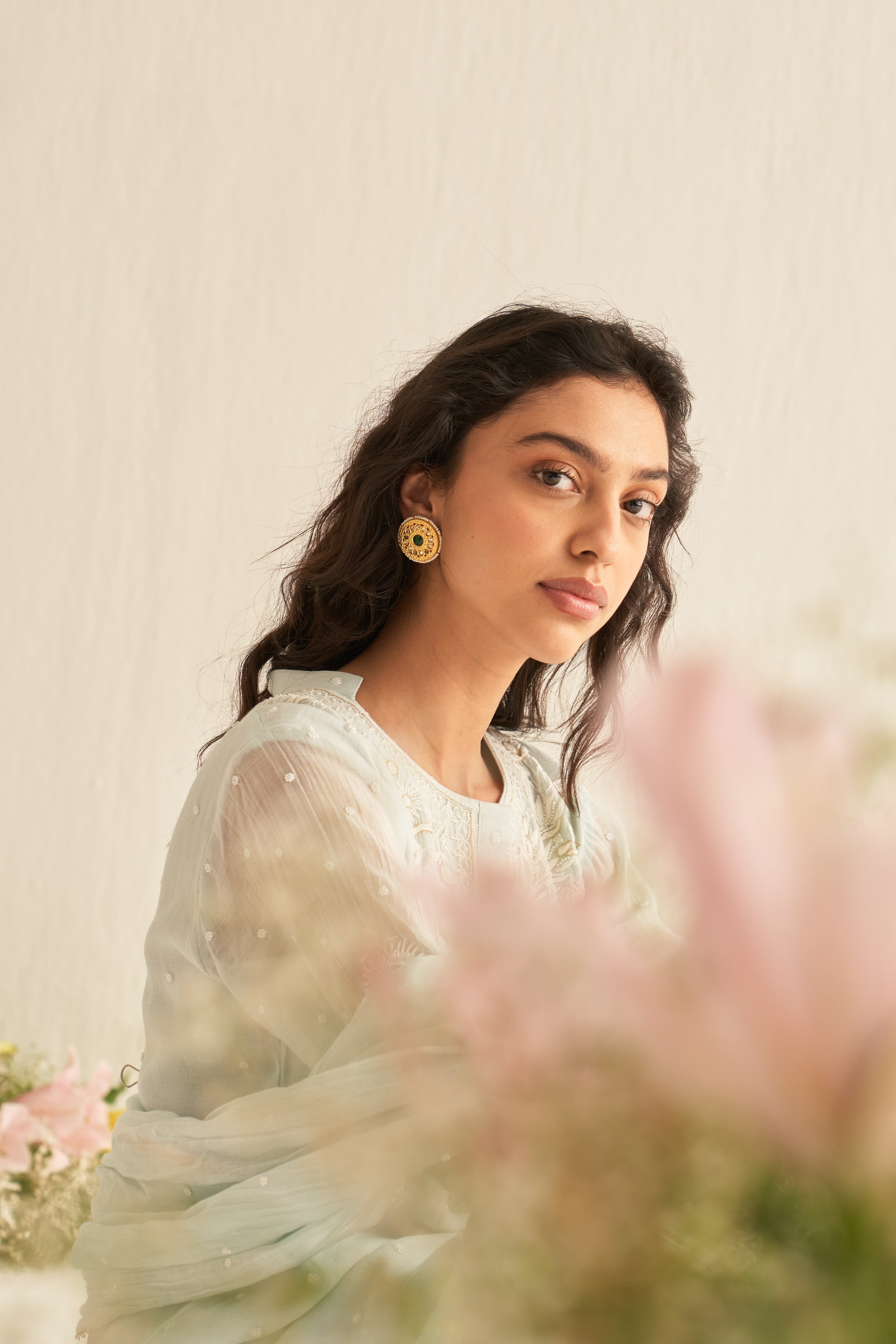 Mint Green Mul Chanderi straight kurta