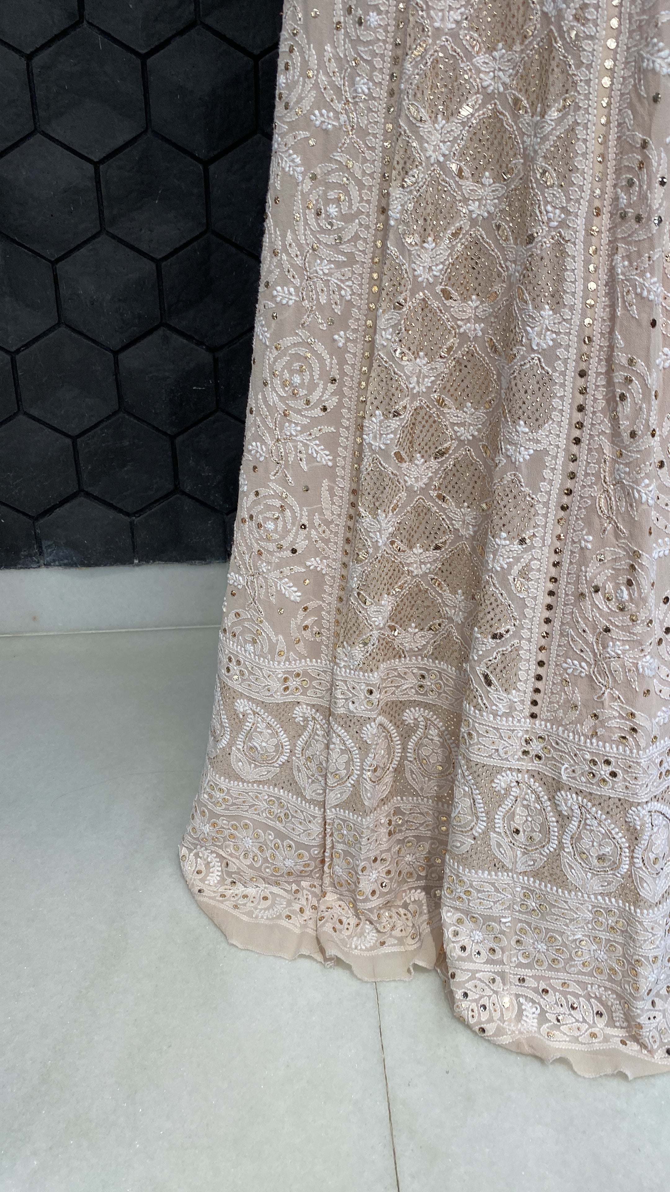 Do Taar Chikankari Premium Georgette lehenga with mukaish work