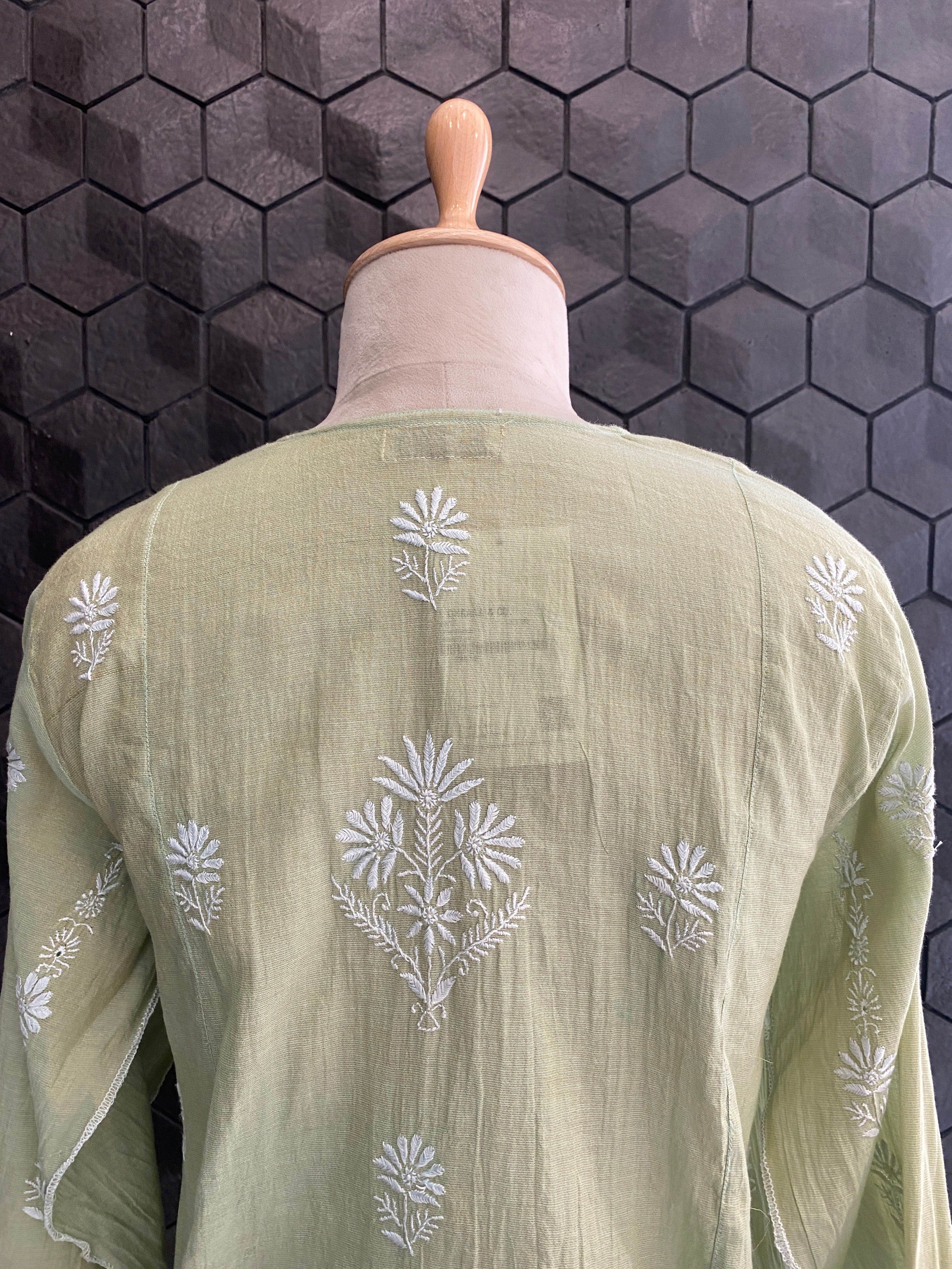 Green Tissue Chikankari Kurta Set
