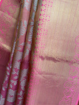 Pink Floral Prints Silk Saree
