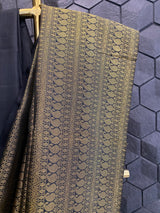 Black silk saree with golden zari border