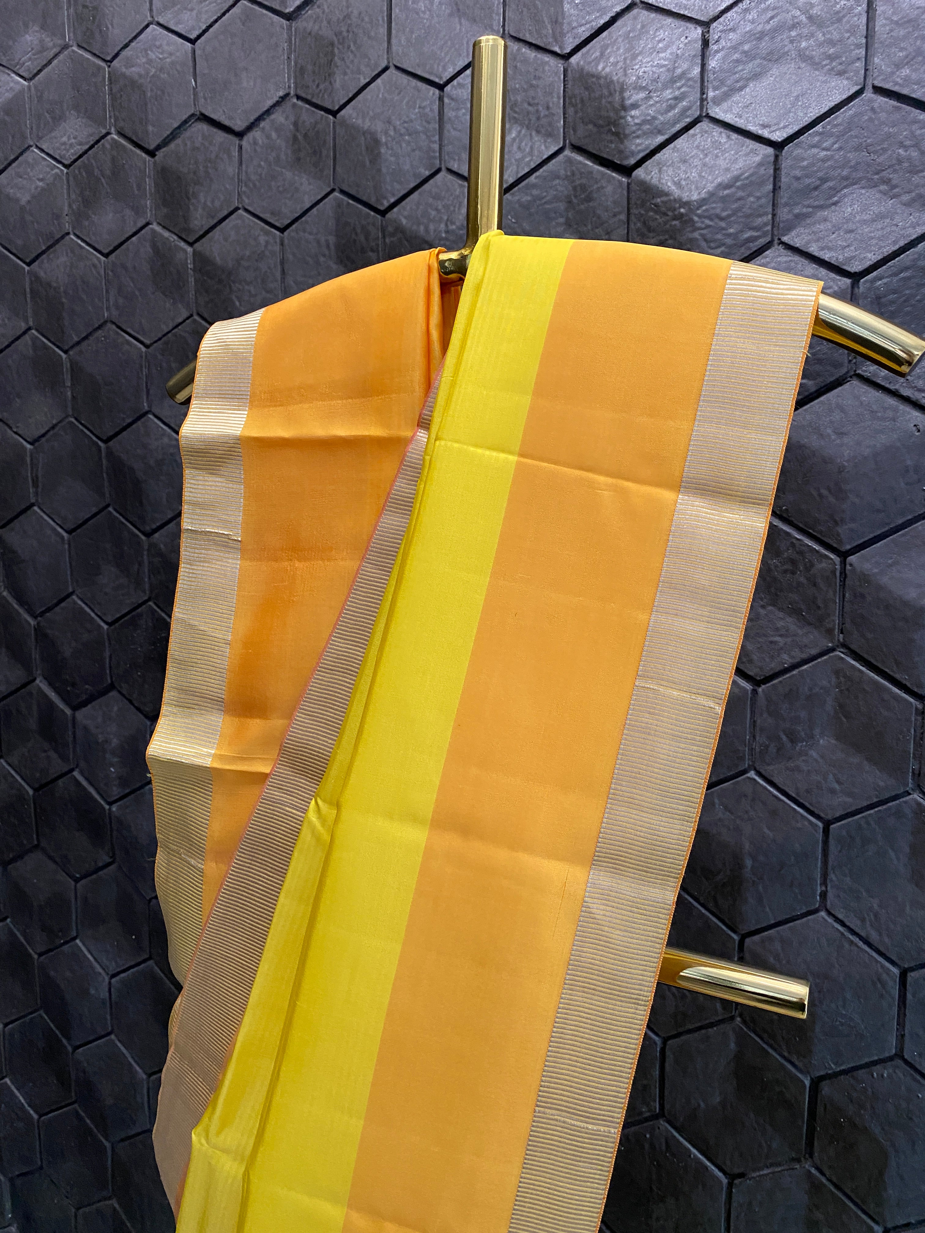 Dual colour silk saree with golden zari work