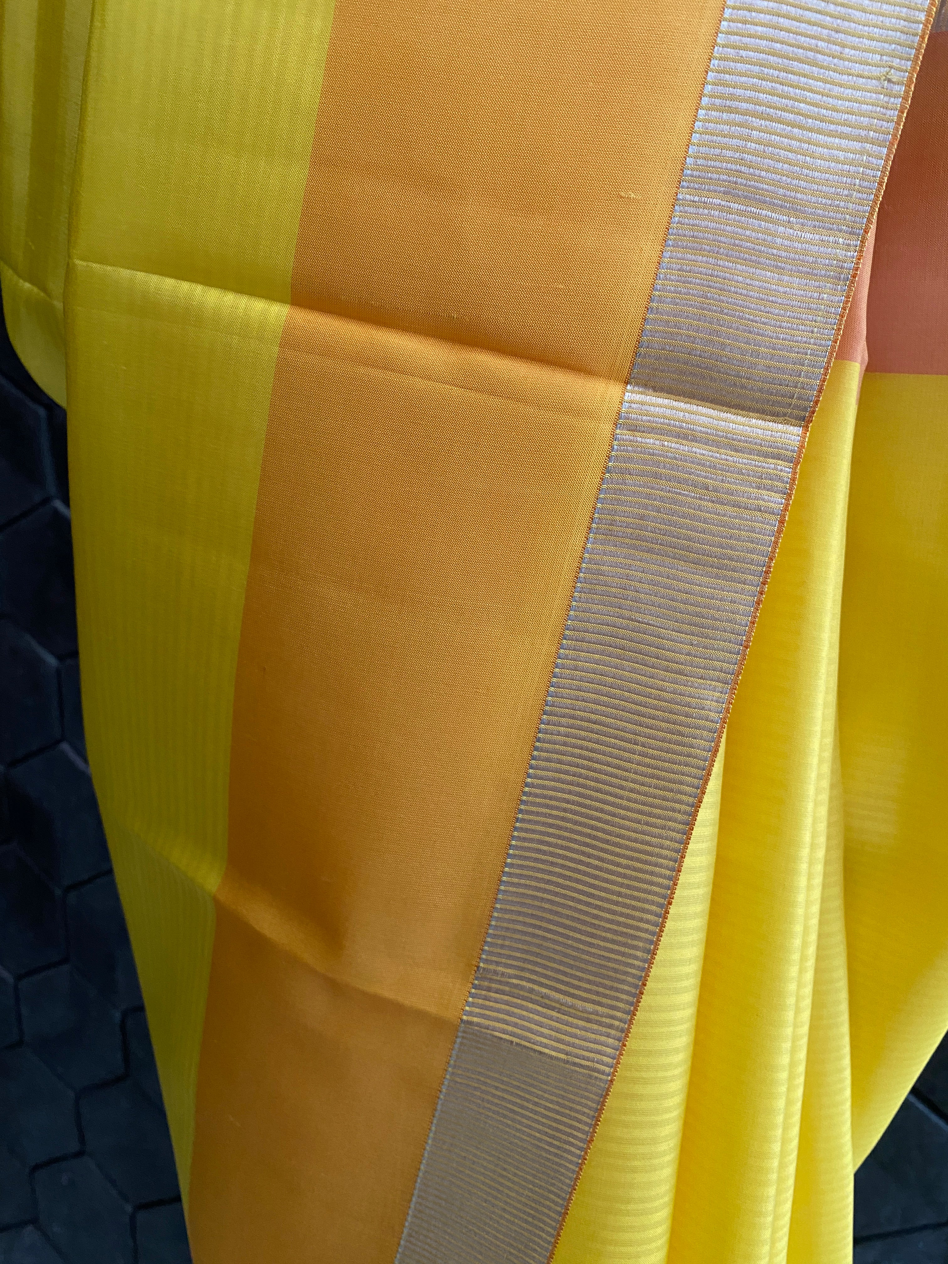 Dual colour silk saree with golden zari work