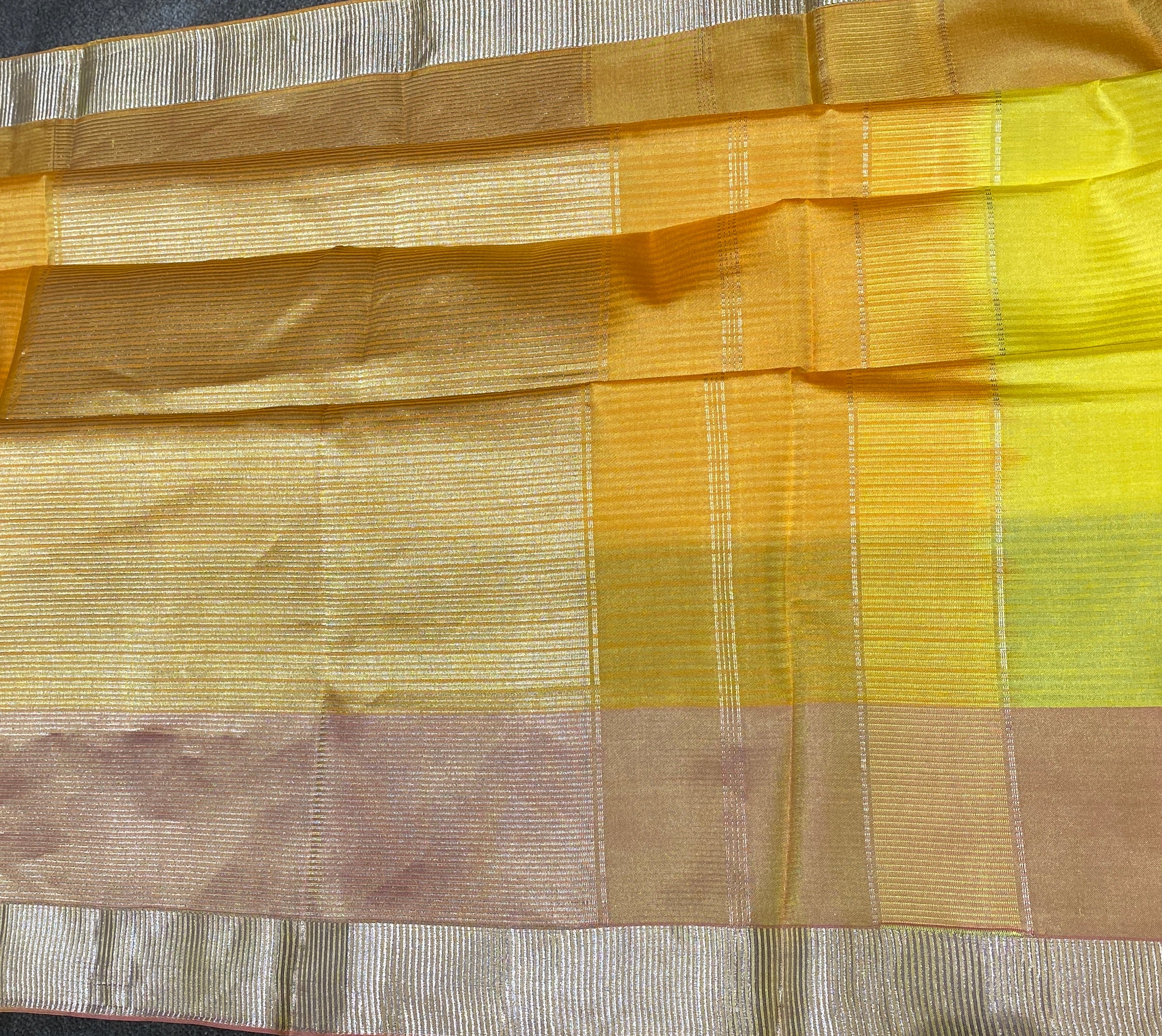 Dual colour silk saree with golden zari work