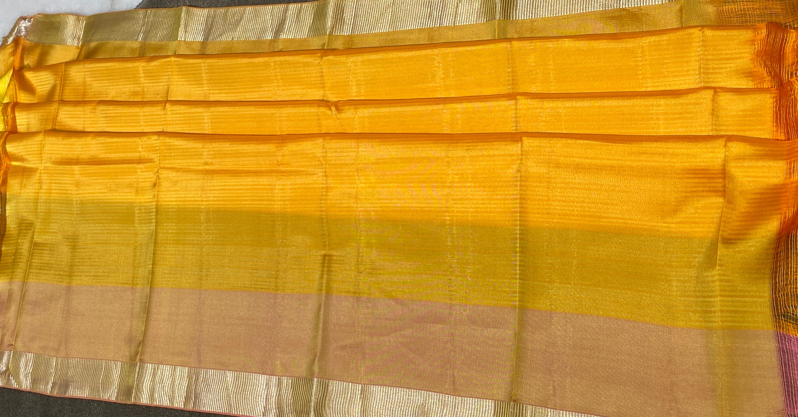Dual colour silk saree with golden zari work