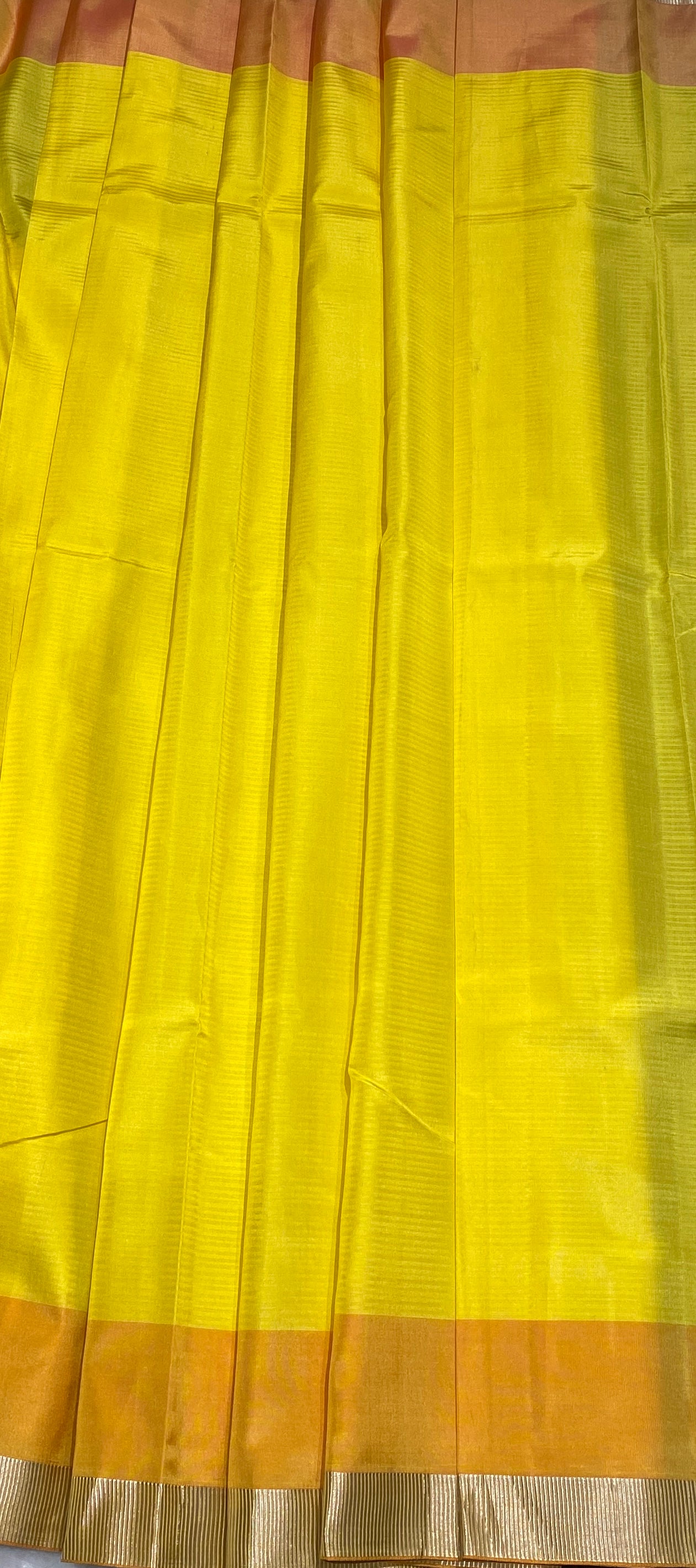Dual colour silk saree with golden zari work
