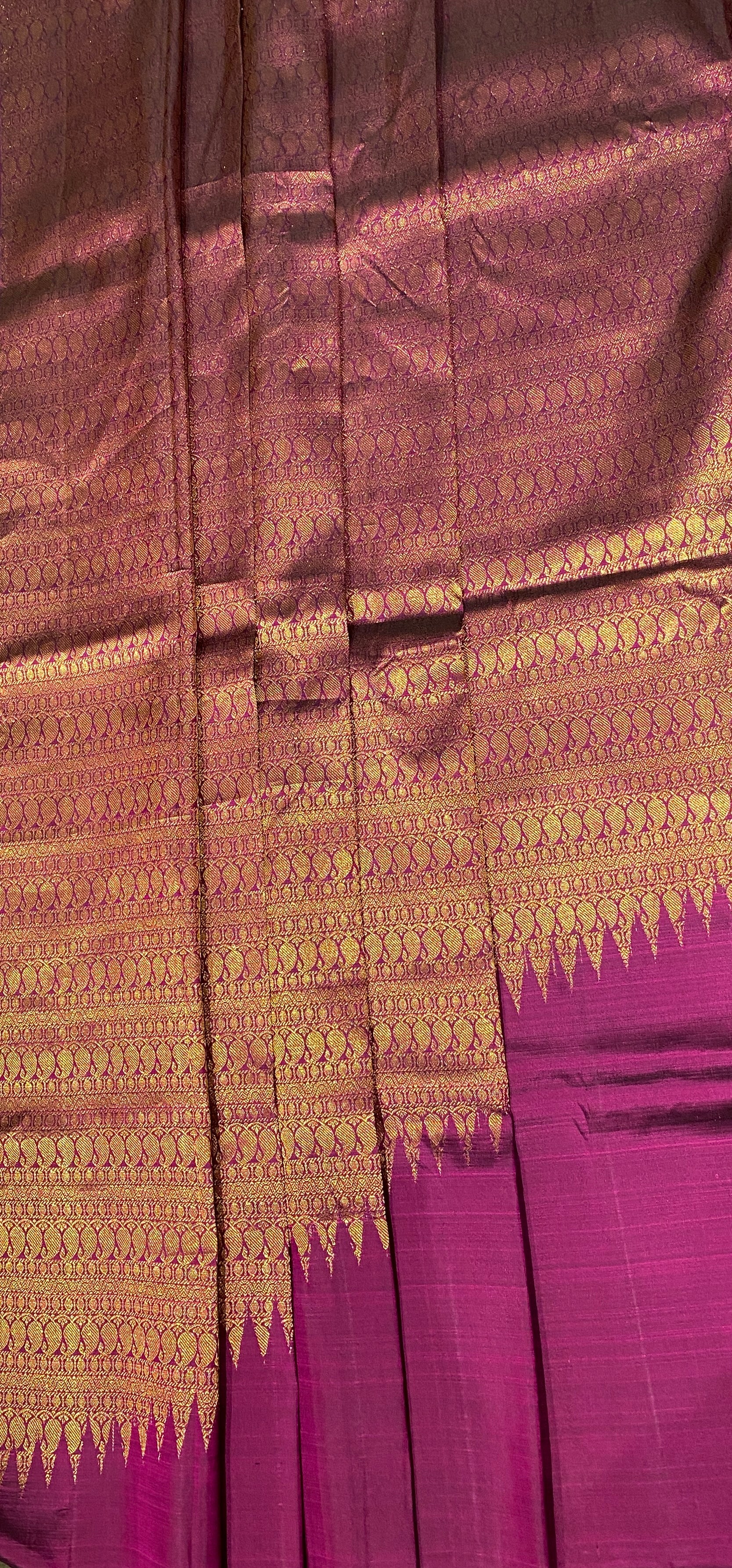 Purple Silk Saree with Thick Gold Zari Border
