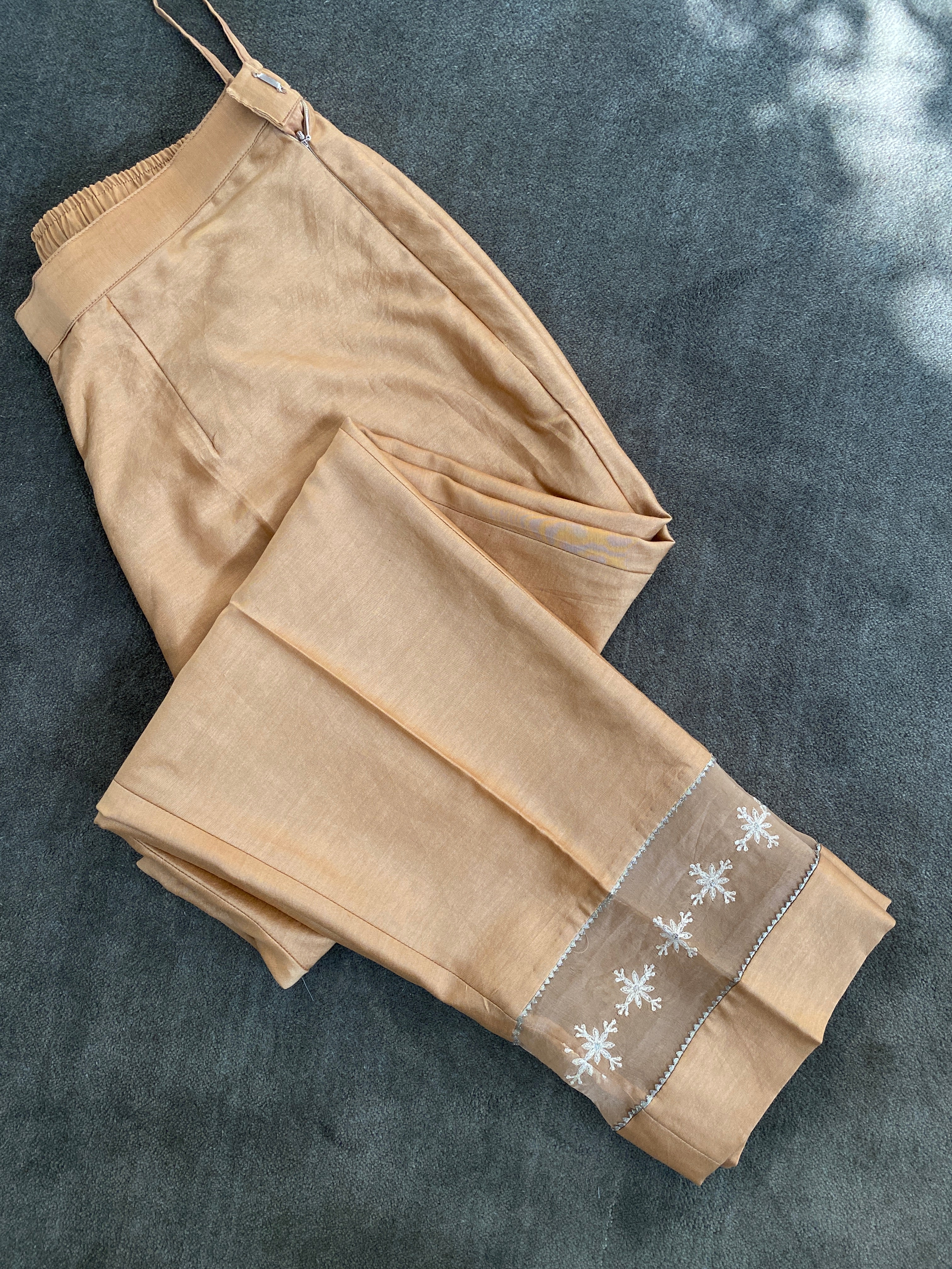Chanderi Pants with hand embroidery