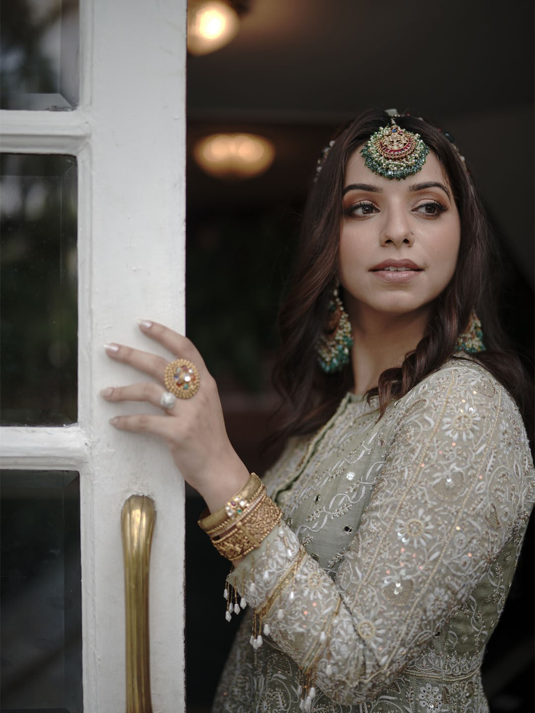 Sage Green Chikankari Anarkali Set