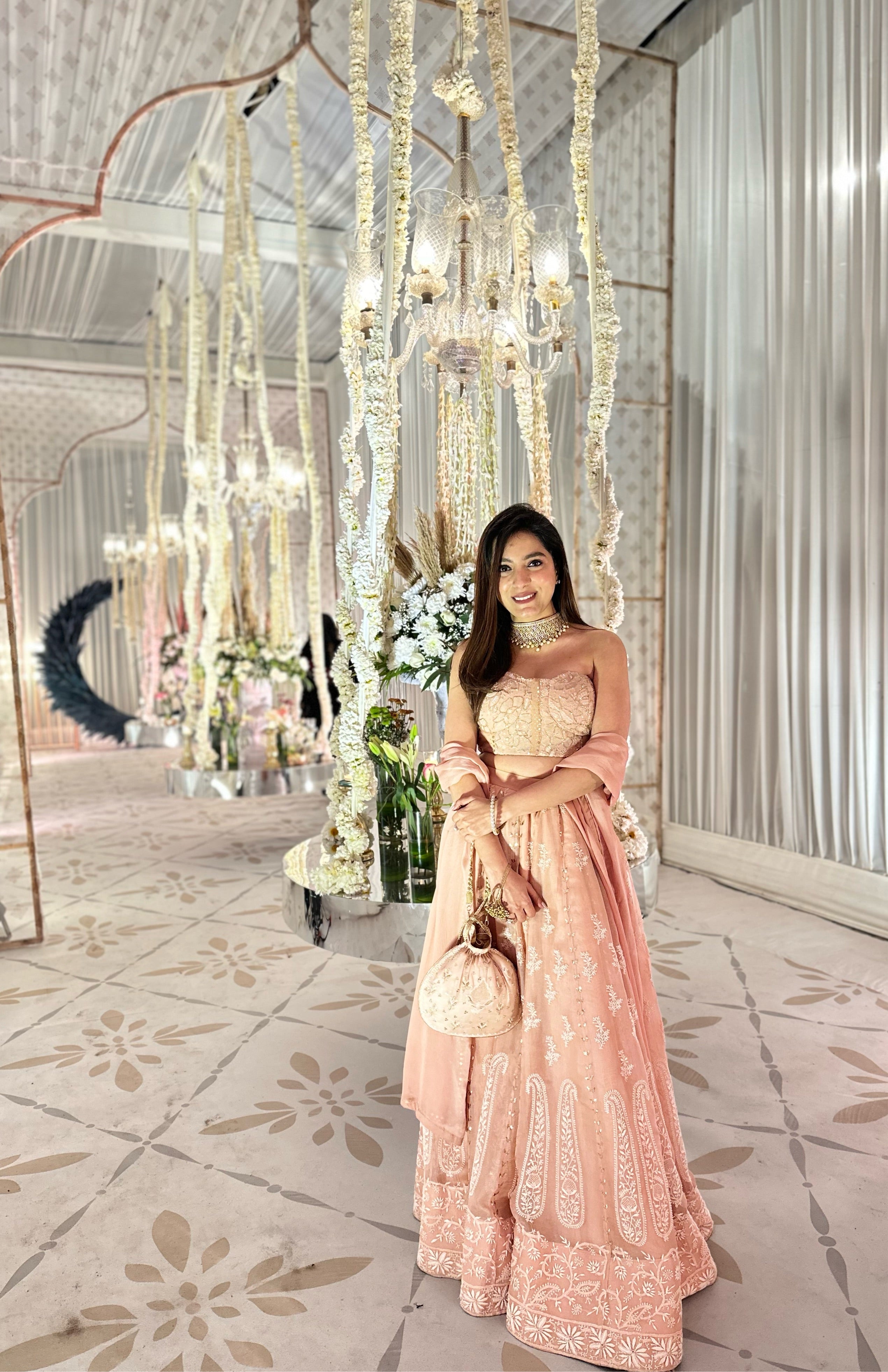 Savnit in custom organza lehenga with corset