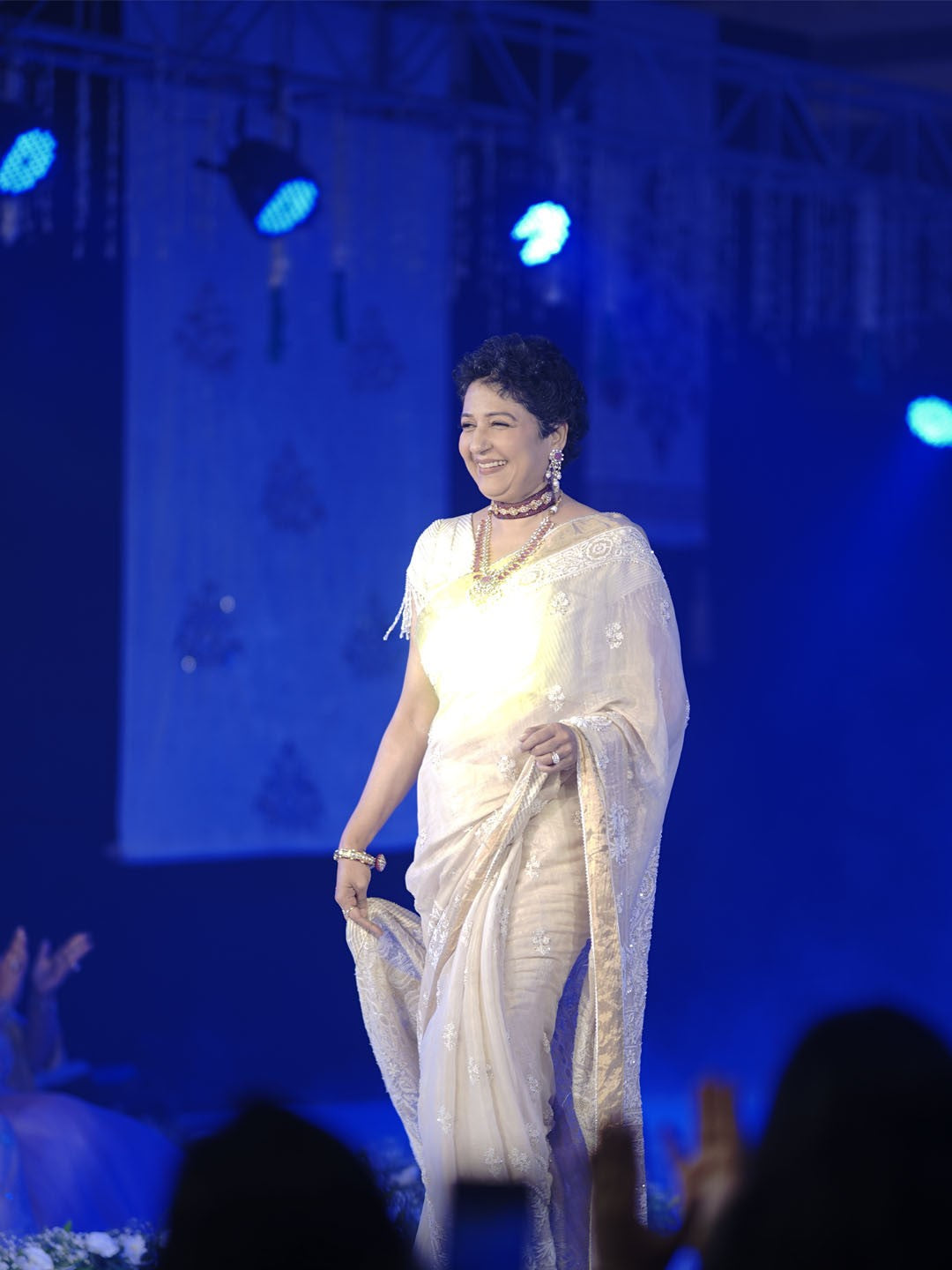 Gold Tissue Chikankari Saree