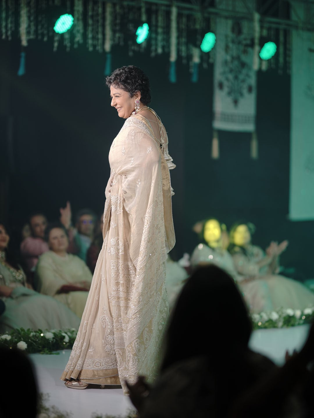 Gold Tissue Chikankari Saree